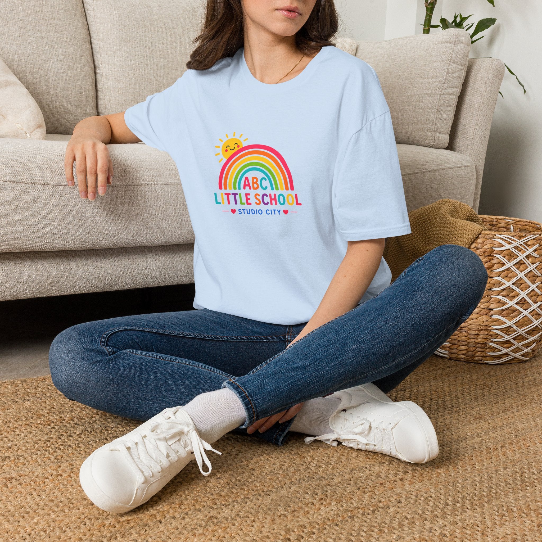 Kids Rainbow Preschool T‑Shirt — “ABC Little School” Sunny Day Tee