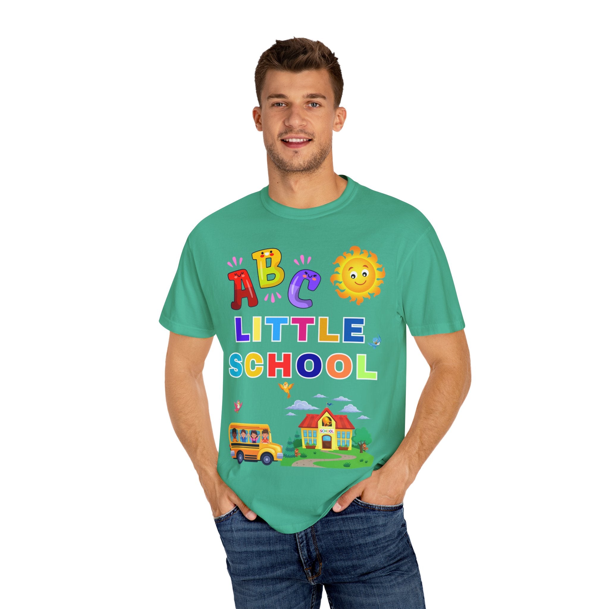 ABC Little School Unisex Garment-Dyed T-Shirt, Kids Learning Apparel, Back to School Shirt, Educational Gift, Fun Classroom Wear
