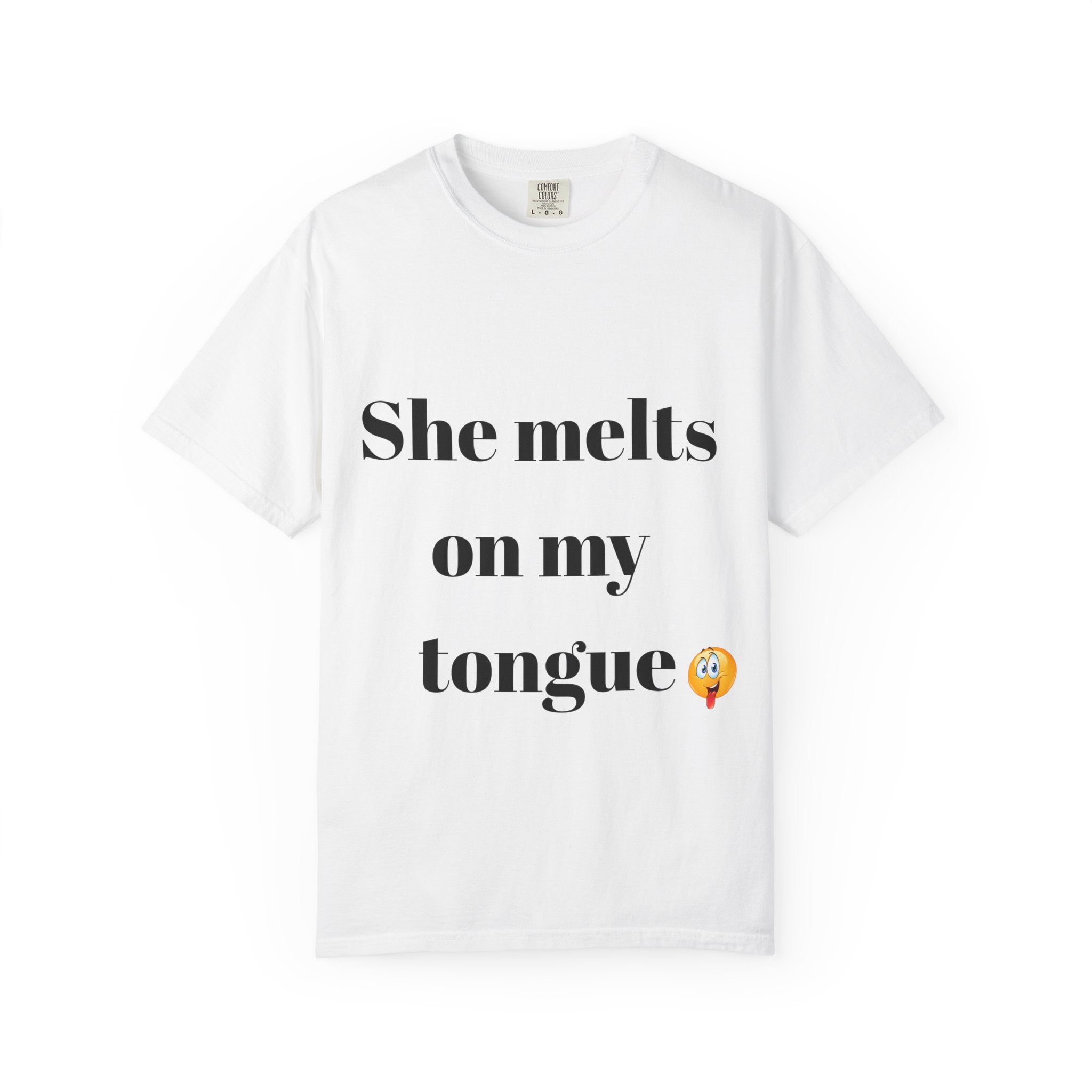 Funny Couple T-Shirt | She Melts on My Tongue Tee | Naughty Gift for Him | Cheeky Matching Shirt for Couples | Bold Statement Shirt