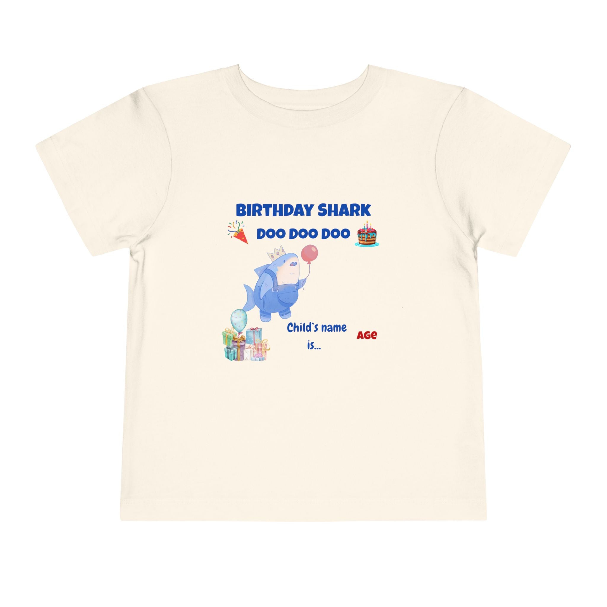 Personalized Birthday Shark TShirt for Kids  Custom Name and Age  Cute Ocean Theme Toddler Tee