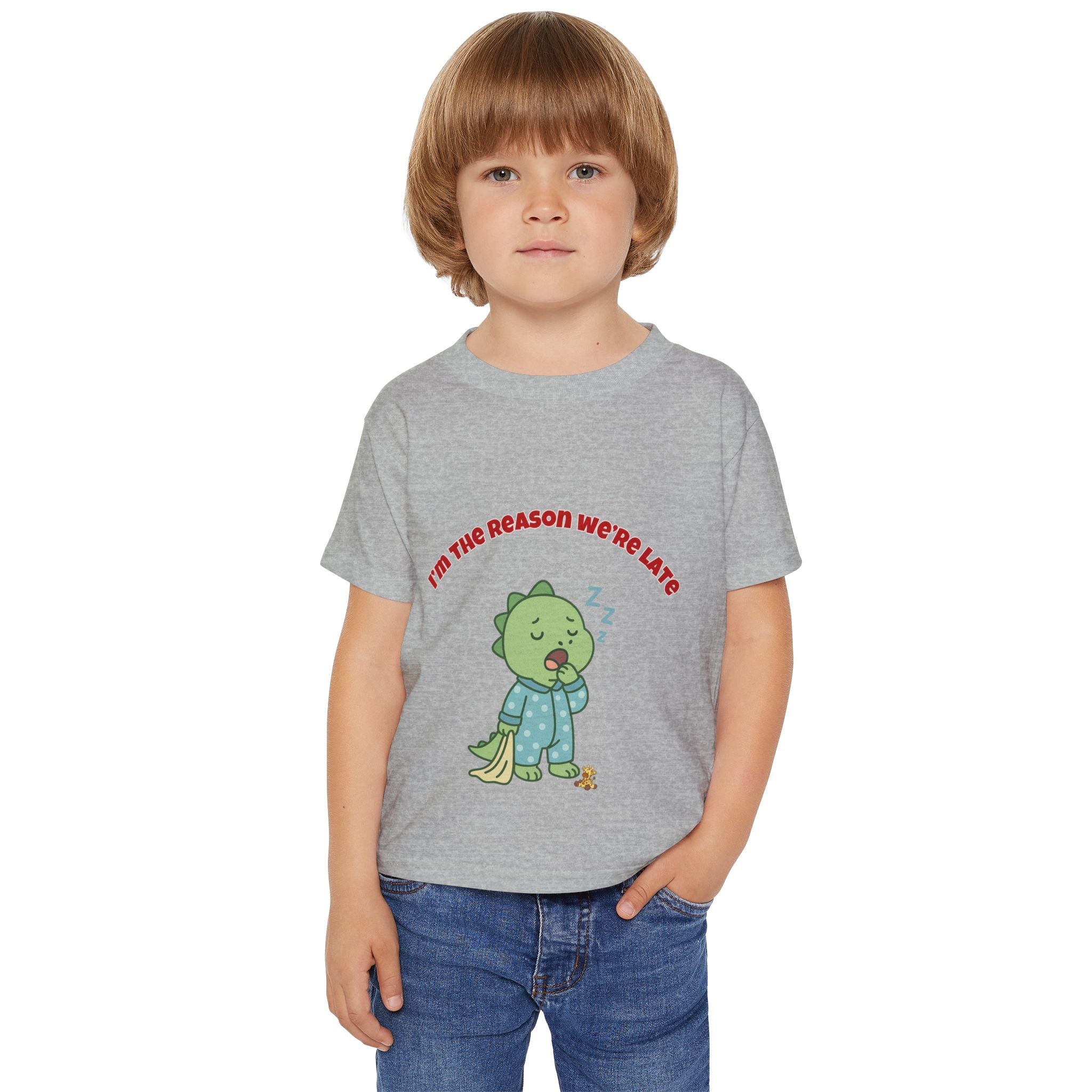 Im the Reason Were Late Cute Baby Dinosaur Toddler T Shirt Funny Sleepy Dino Kids Shirt Pajamas Theme