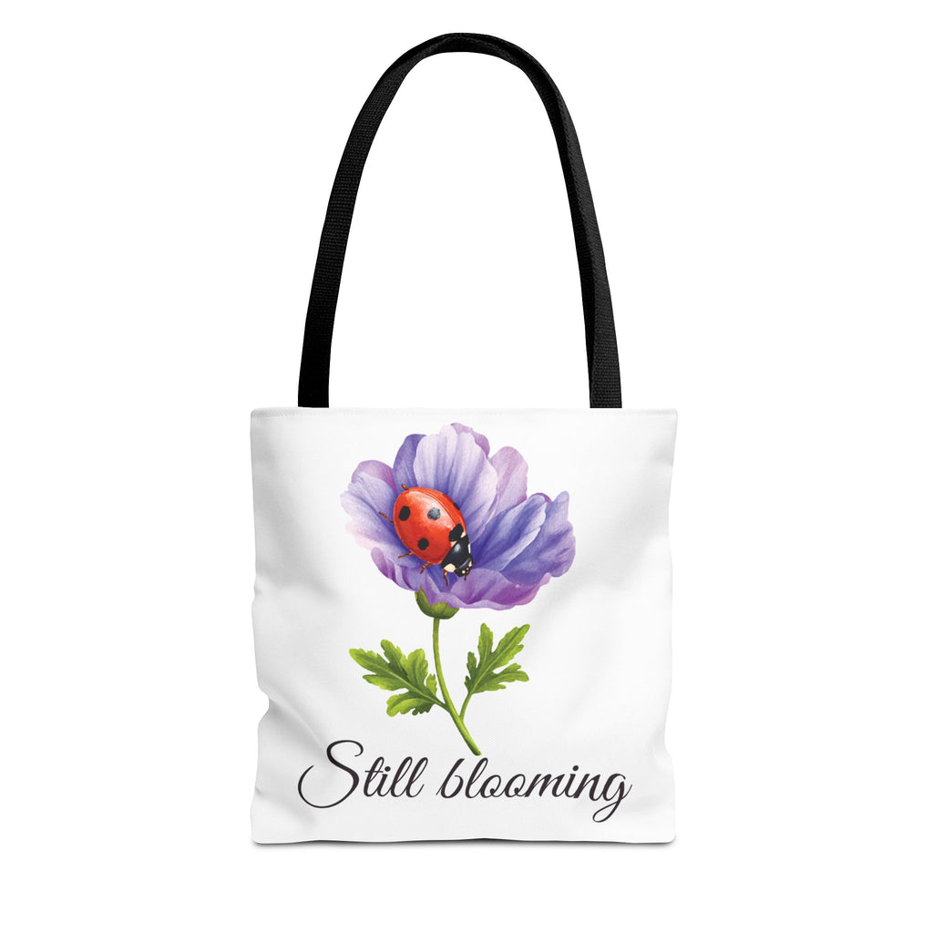 Still Blooming Tote Bag, Aesthetic Canvas Tote Bag, Cute Everyday Bag, Floral Ladybug Tote, Soft Life Gift