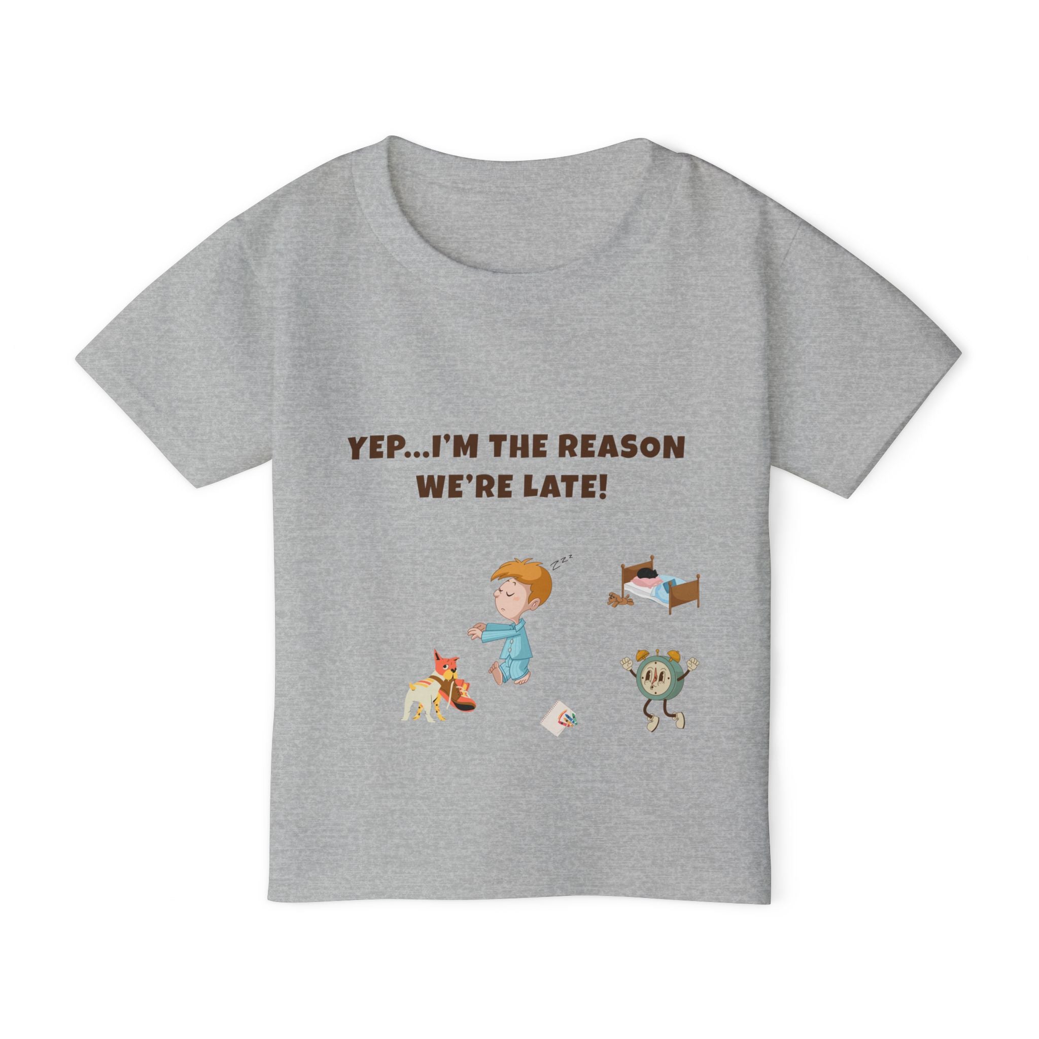 Yep Im the Reason We are Late!  Funny Toddler TShirt  Cute Cartoon Pajama Kid Tee  Morning Chaos Shirt for Boys and Girls
