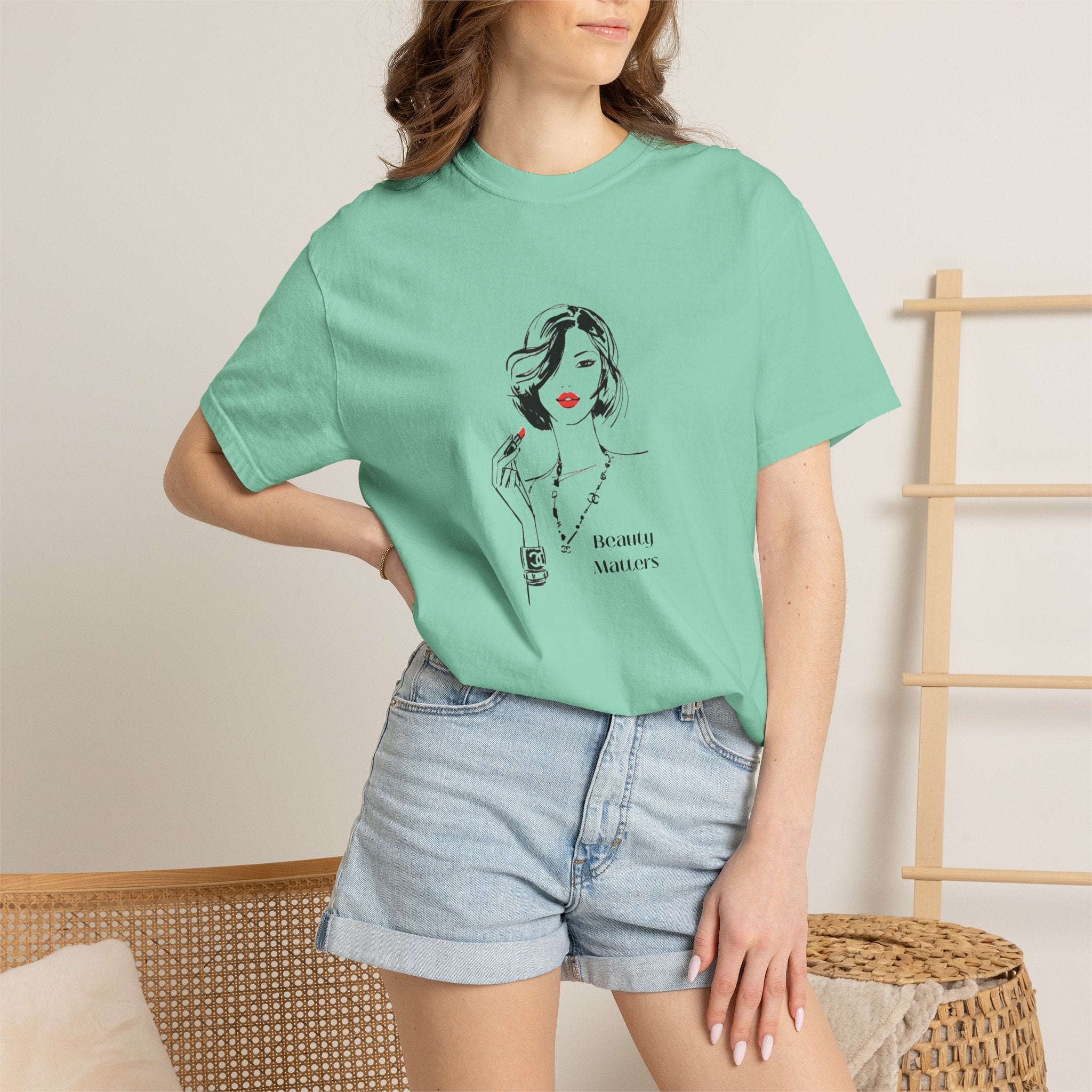 Minimalist Fashion Illustration T-Shirt — 'Beauty Matters' Graphic Tee