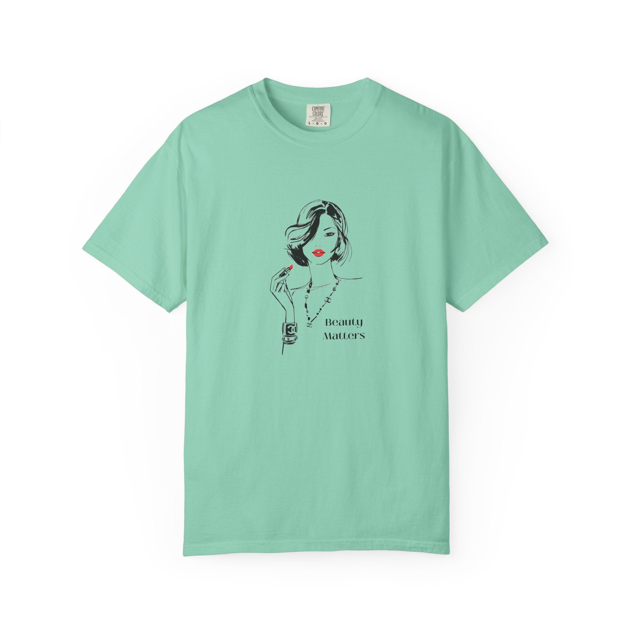 Minimalist Fashion Illustration T-Shirt — 'Beauty Matters' Graphic Tee