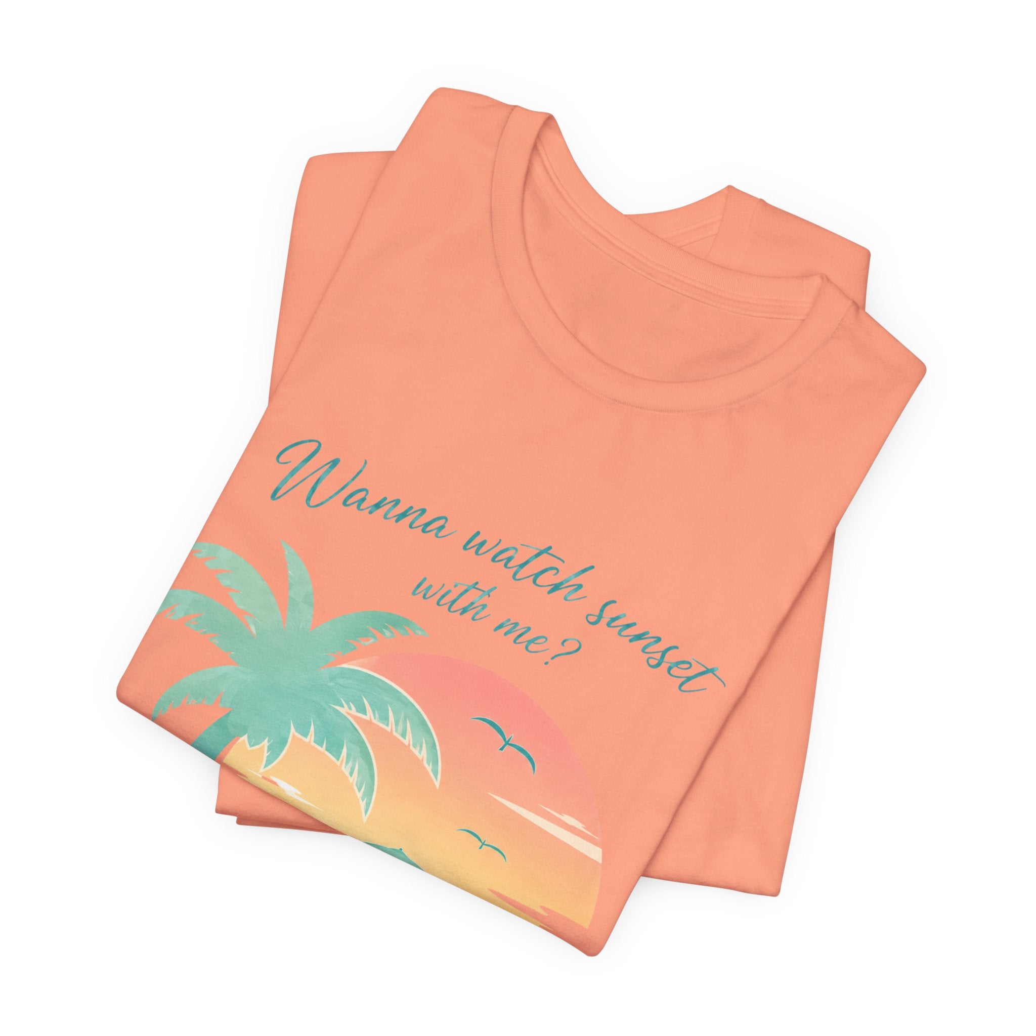 Wanna Watch Sunset With Me? Tropical Beach Graphic Tee