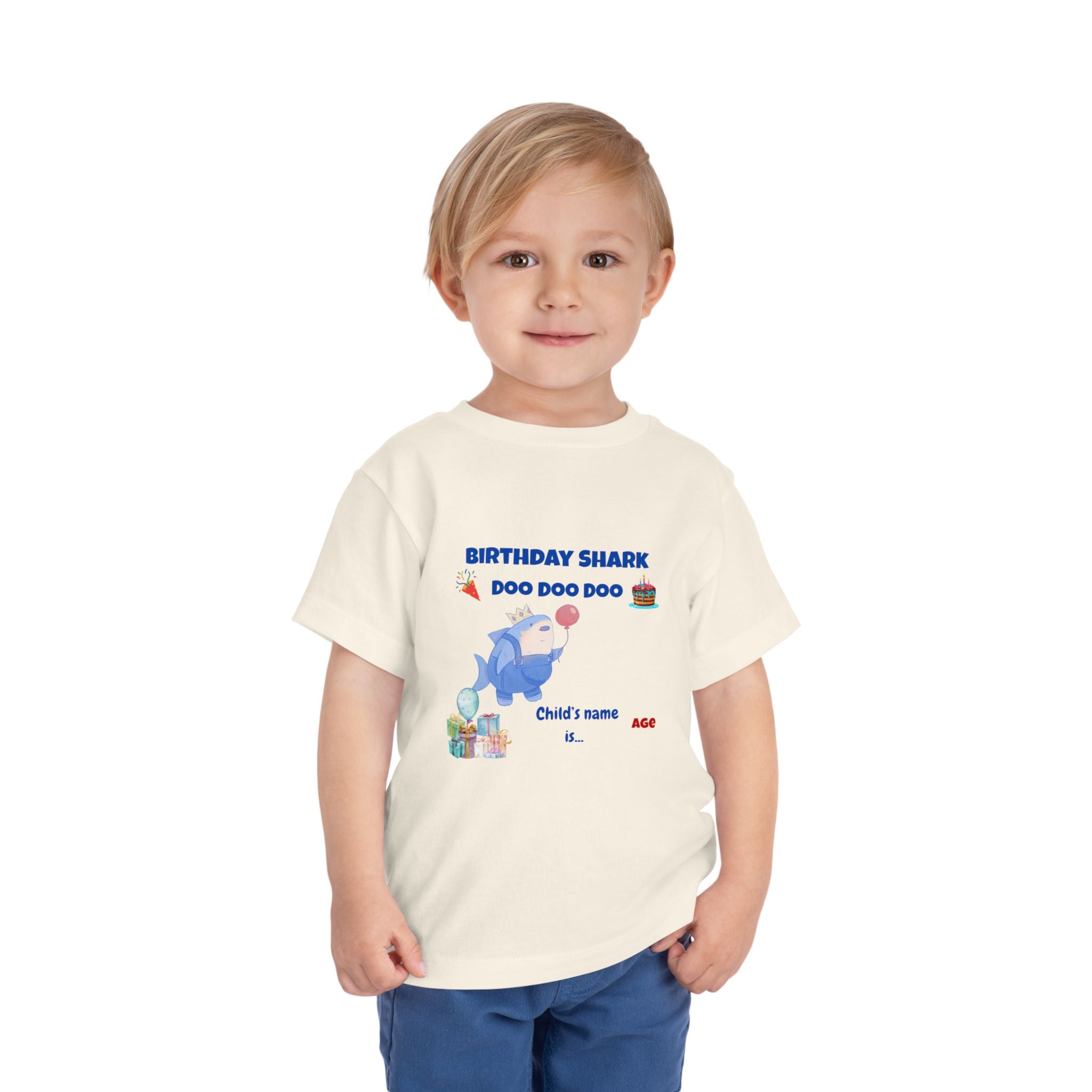 Personalized Birthday Shark TShirt for Kids  Custom Name and Age  Cute Ocean Theme Toddler Tee