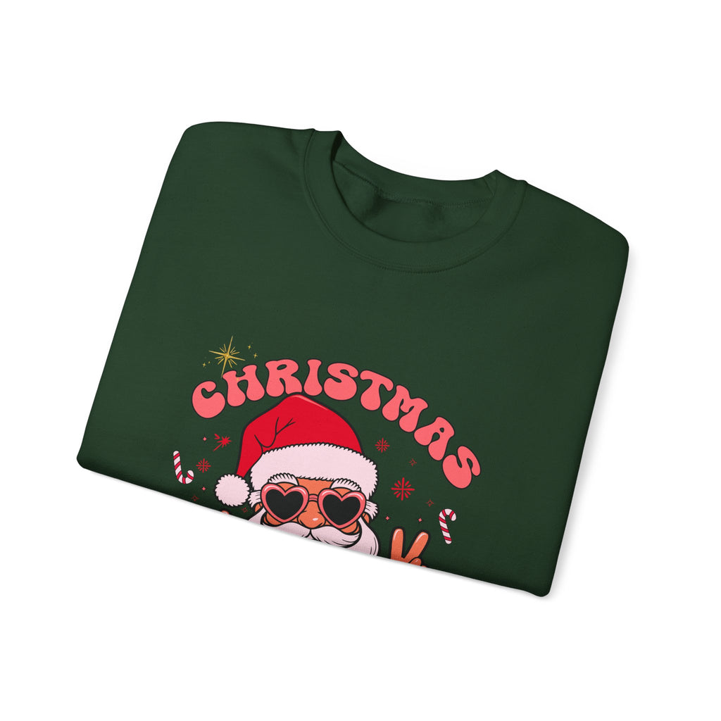 Christmas Vibes Santa Peace Sign Sweatshirt | Christmas Crewneck