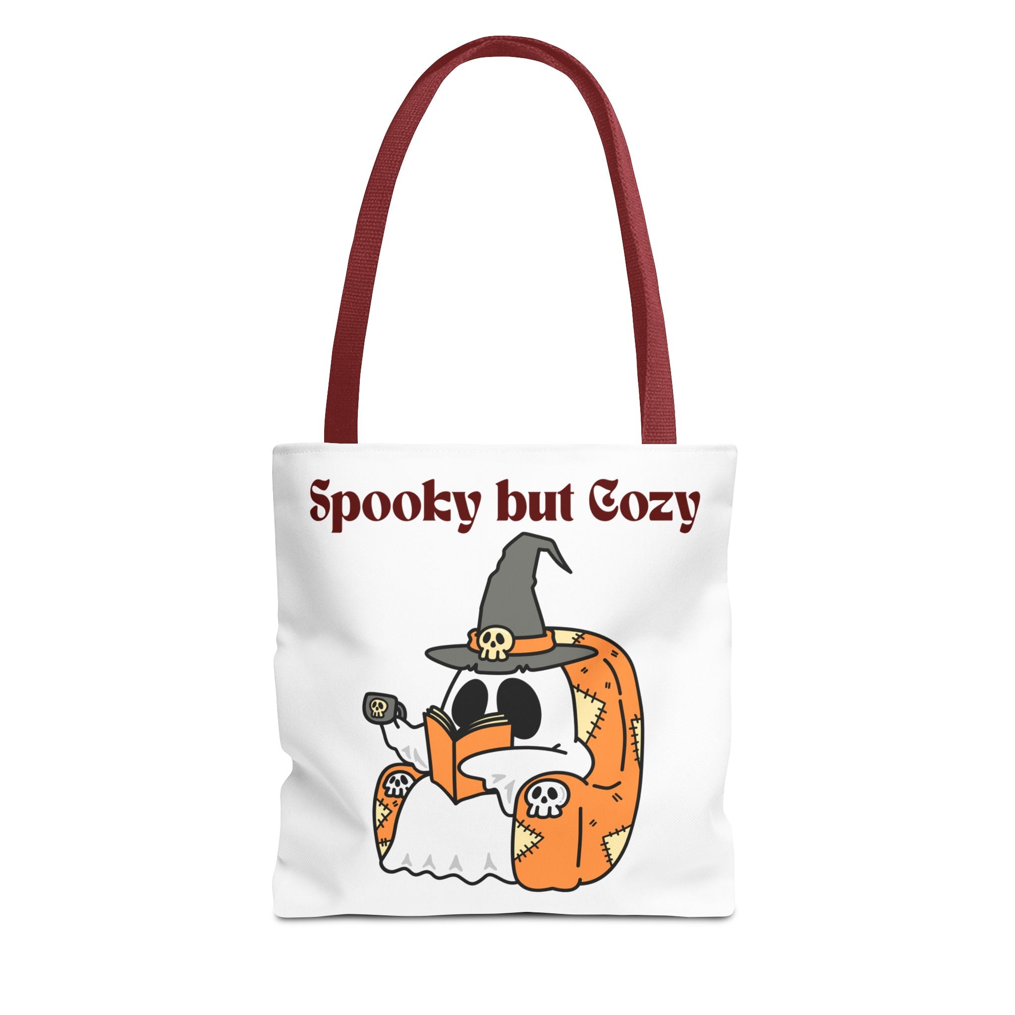 Spooky but Cozy Tote Bag | Fall Halloween Canvas Bag | Fun Gift for Witches, Ghost Lovers & Pumpkin Spice Fans