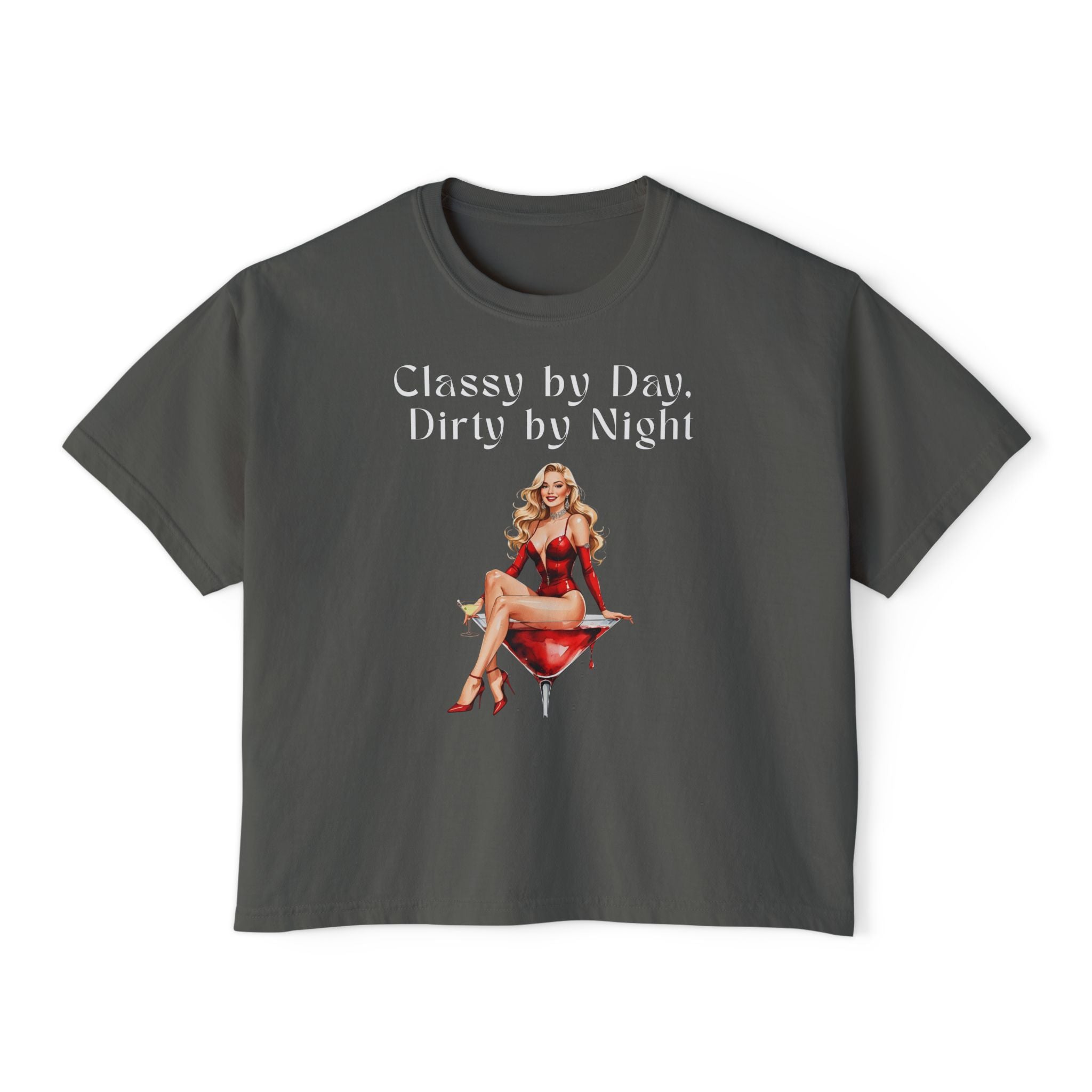 Classy by Day, Dirty by Night | Retro Pin-Up Graphic T-Shirt for Women