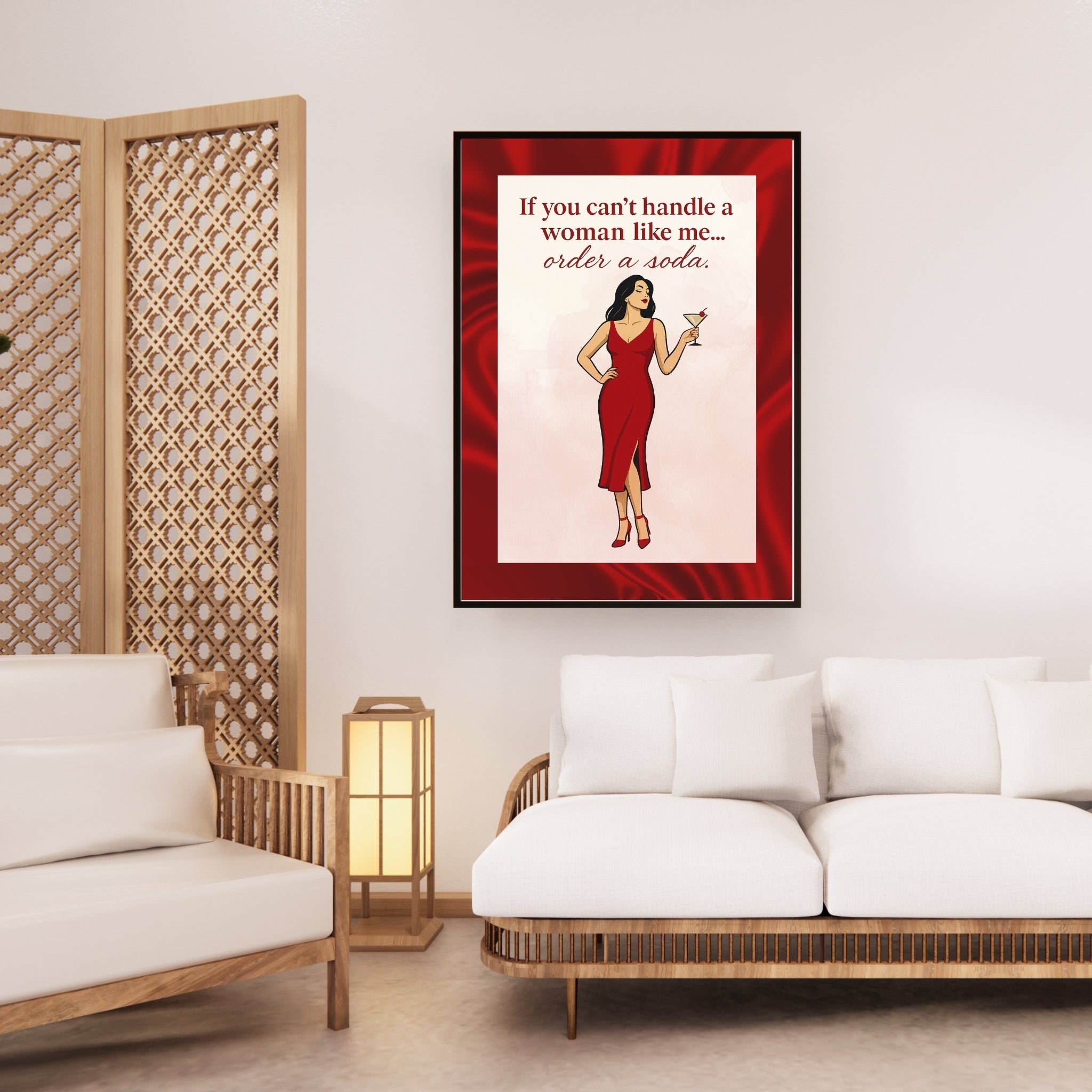 Order a Soda – Confident Woman Red Dress Wall Art Printable | Bold Feminine Quote