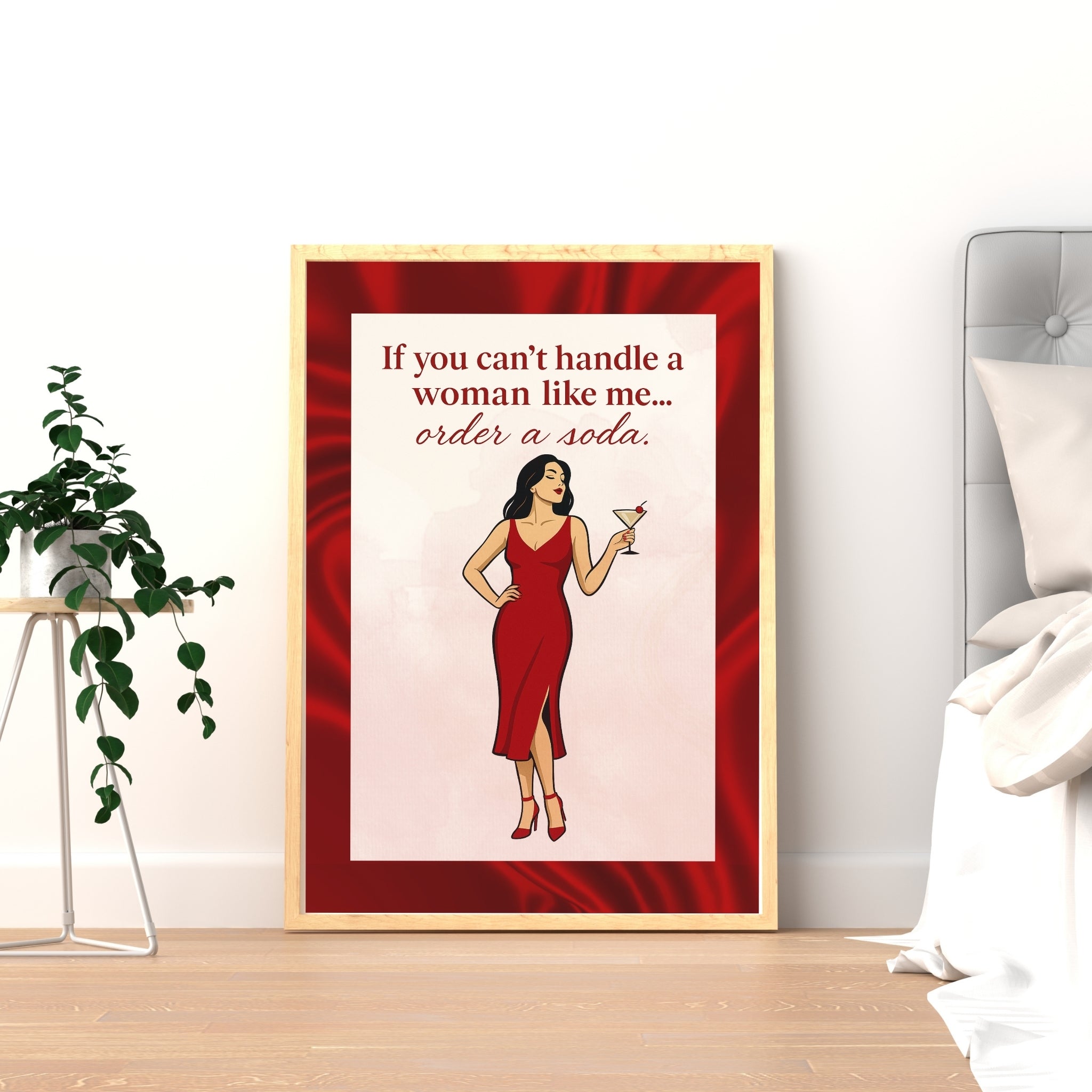 Order a Soda – Confident Woman Red Dress Wall Art Printable | Bold Feminine Quote