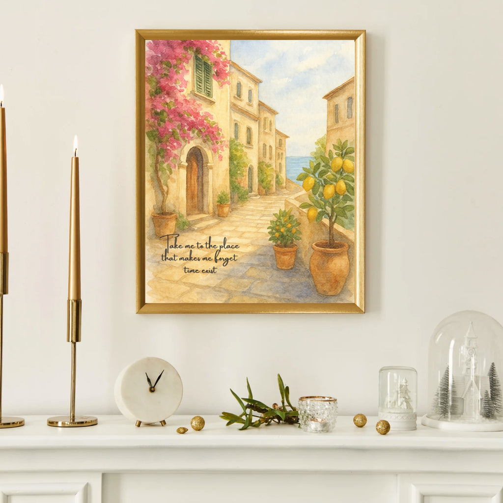 Amalfi Coast Lemon Wall Art Bundle – Printable Decor + Foldable Birthday Card + Phone Wallpaper