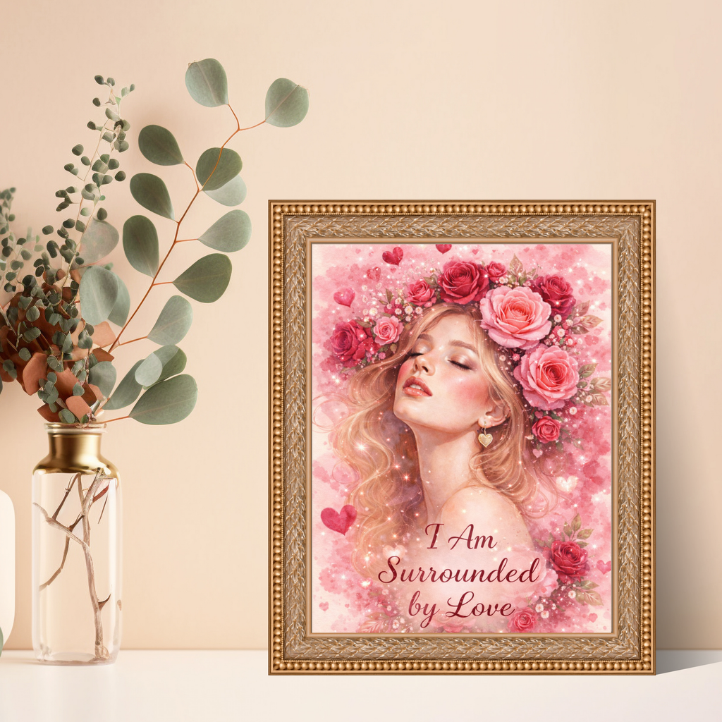 I Am Surrounded by Love – Printable Wall Art | Valentine’s Day Digital Download