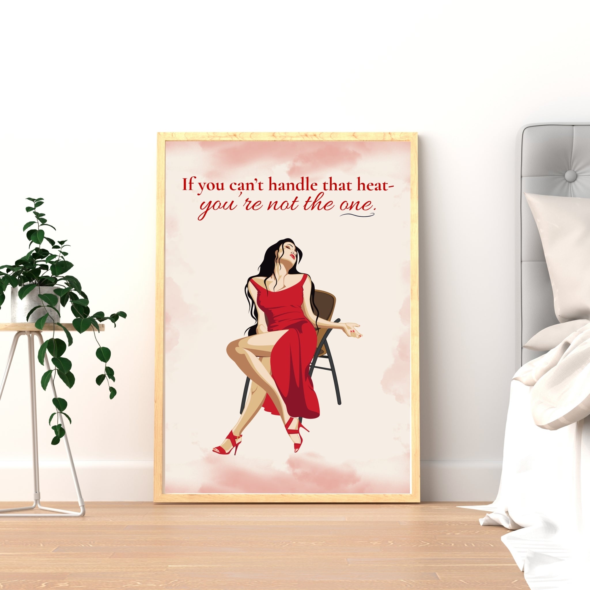 Confident Woman in Red Dress Wall Art Printable – Bold Feminine Energy Quote Poster