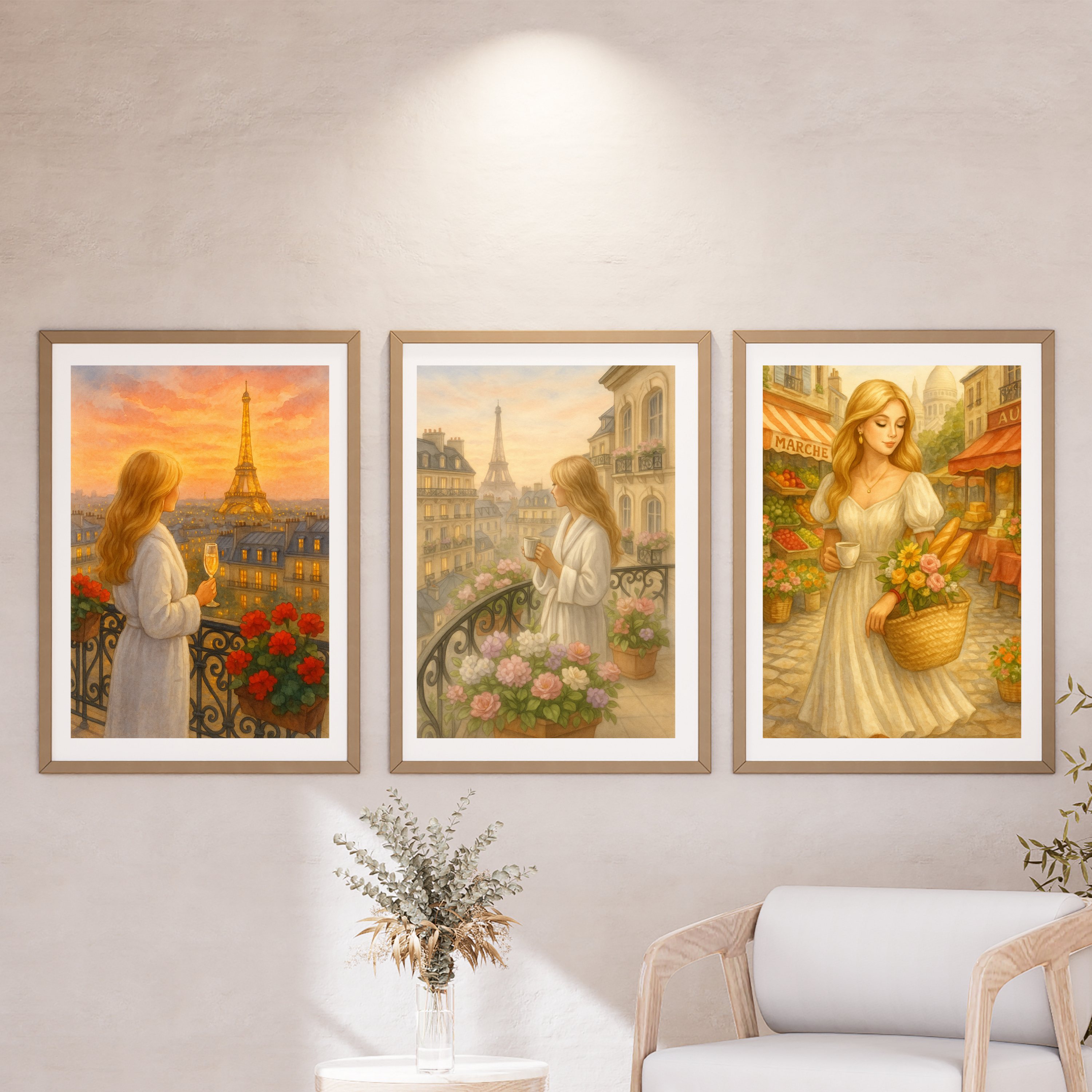 Paris Wall Art Printable Set of 3 – French Bedroom & Living Room Decor
