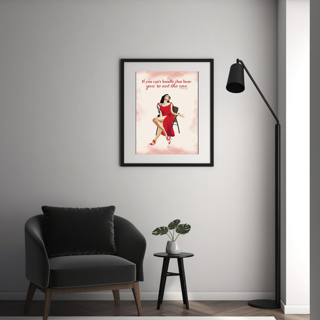 Confident Woman in Red Dress Wall Art Printable – Bold Feminine Energy Quote Poster