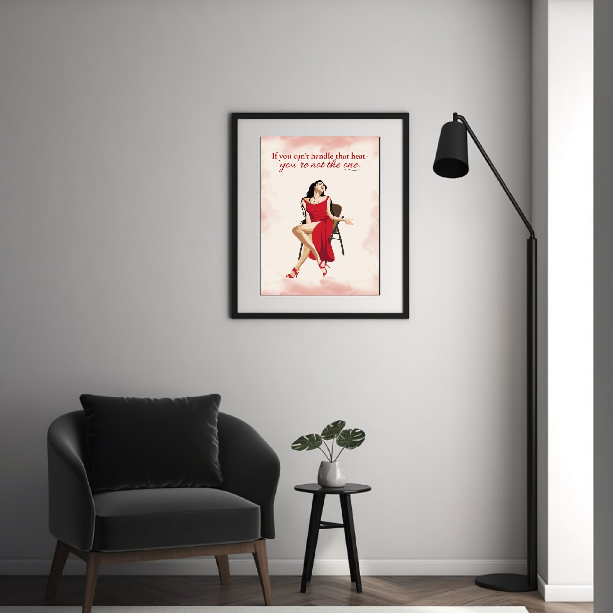 Confident Woman in Red Dress Wall Art Printable – Bold Feminine Energy Quote Poster