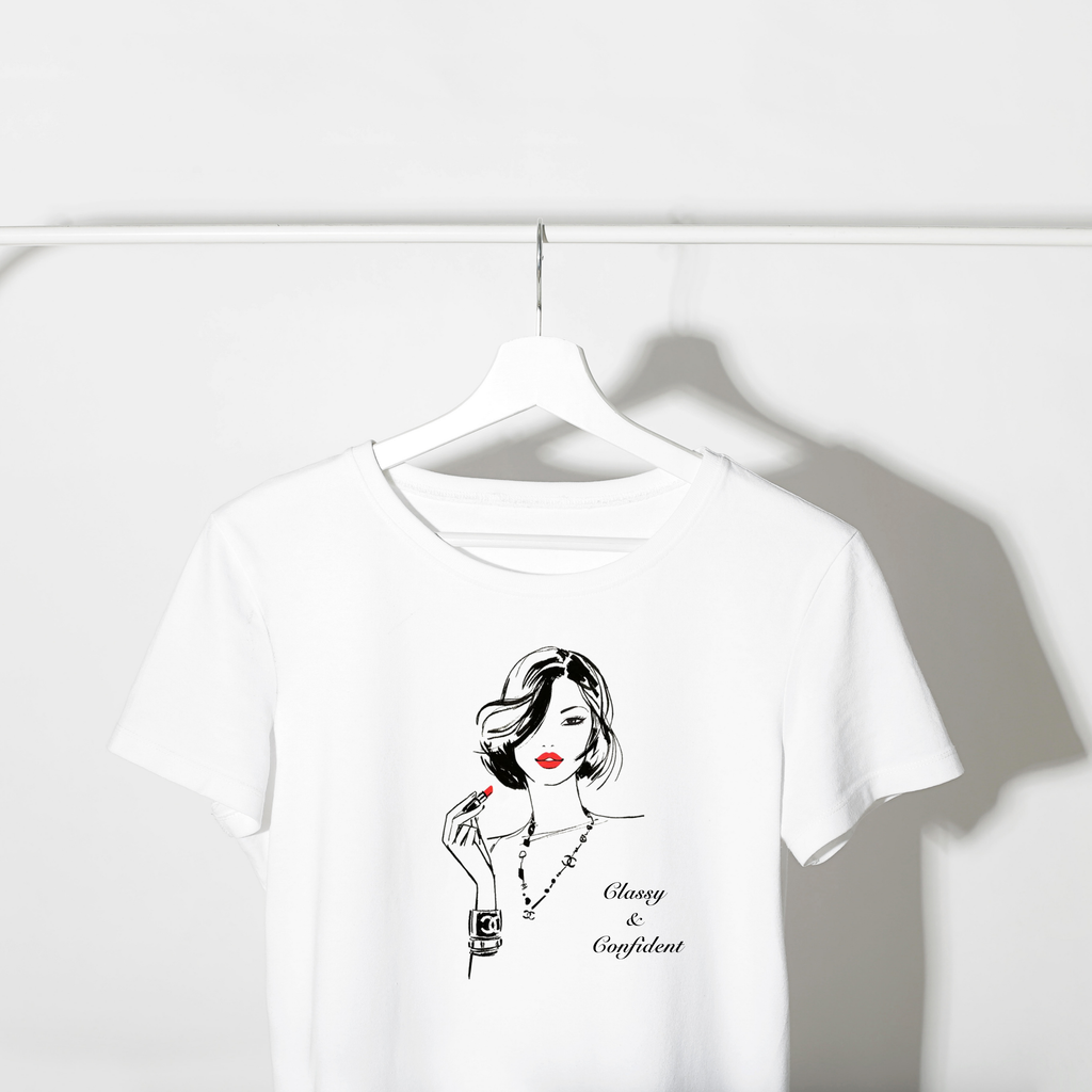 Classy & Confident Minimalist Woman Illustration T-Shirt