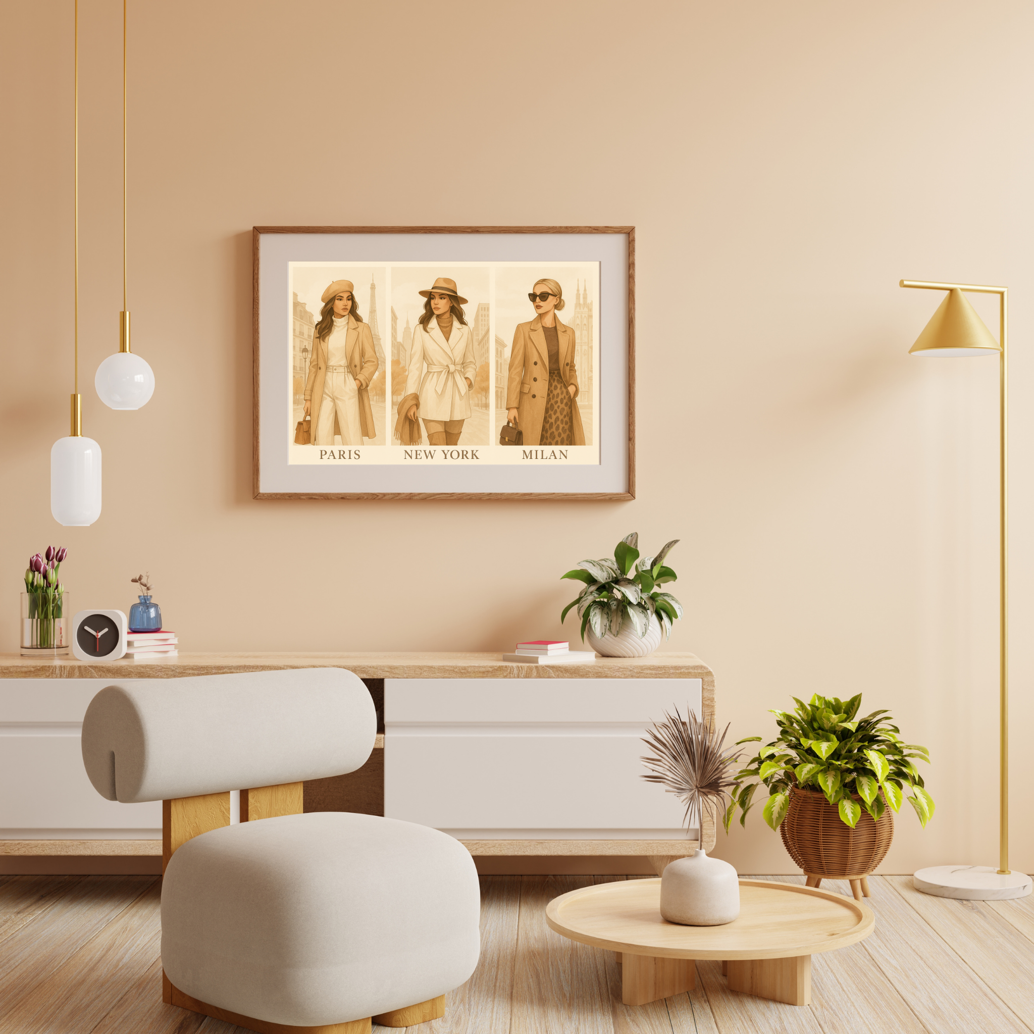 Paris New York Milan Fashion Wall Art – Chic Fall Canvas, Modern Travel-Inspired Home Decor