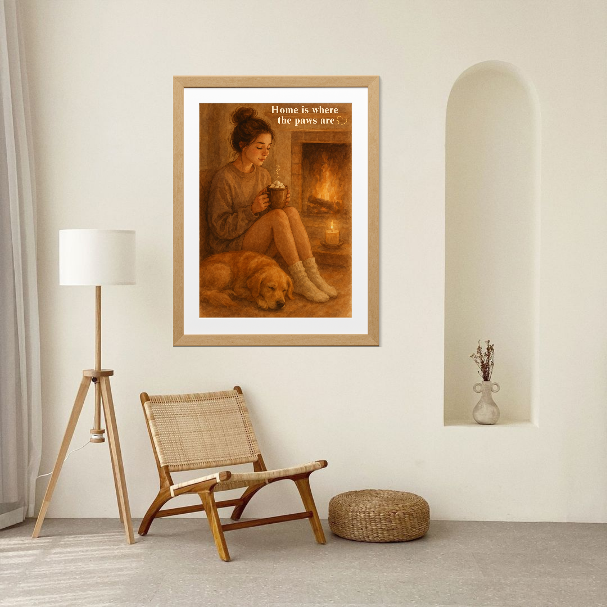 Home Is Where the Paws Are | Cozy Dog Lover Digital Wall Art Print