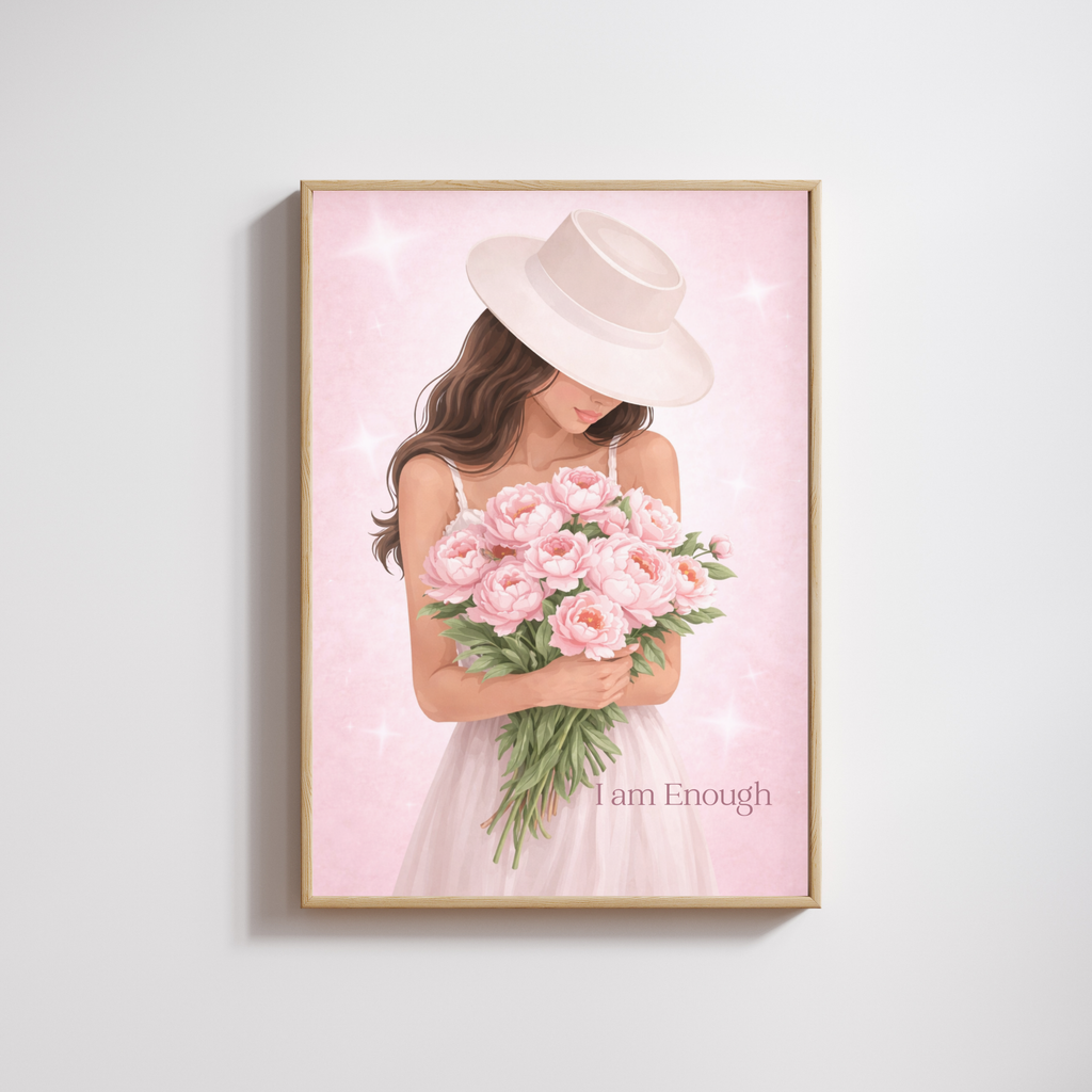 I Am Enough – Soft Feminine Affirmation Digital Wall Art