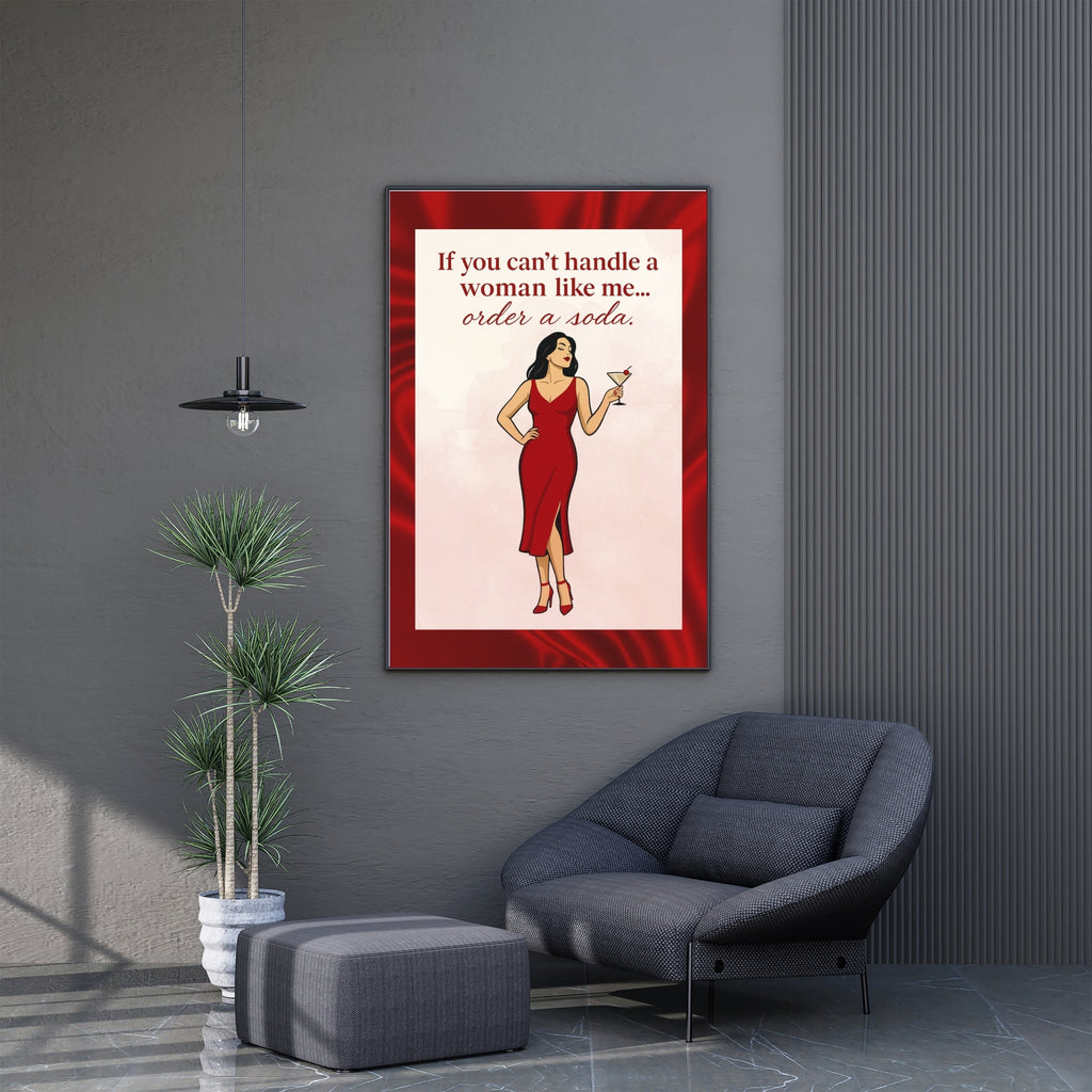 Order a Soda – Confident Woman Red Dress Wall Art Printable | Bold Feminine Quote
