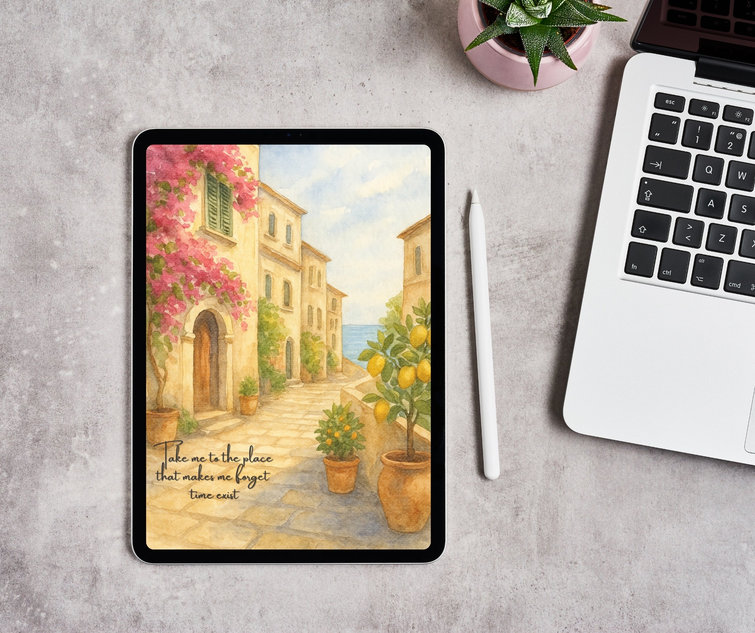 Amalfi Coast Lemon Wall Art Bundle – Printable Decor + Foldable Birthday Card + Phone Wallpaper