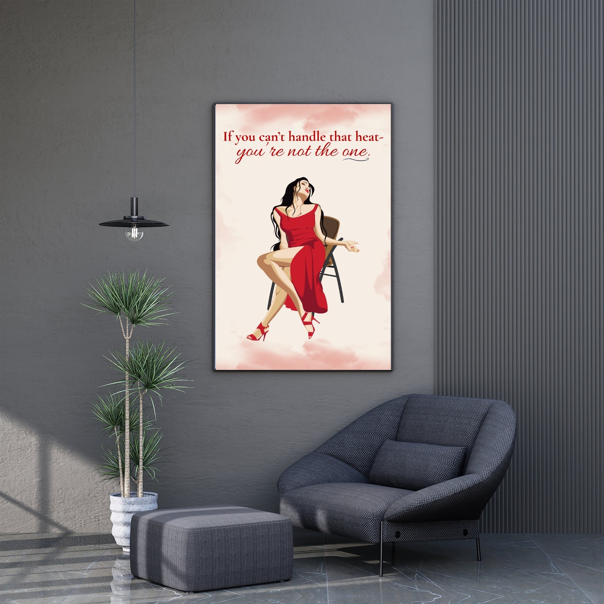 Confident Woman in Red Dress Wall Art Printable – Bold Feminine Energy Quote Poster