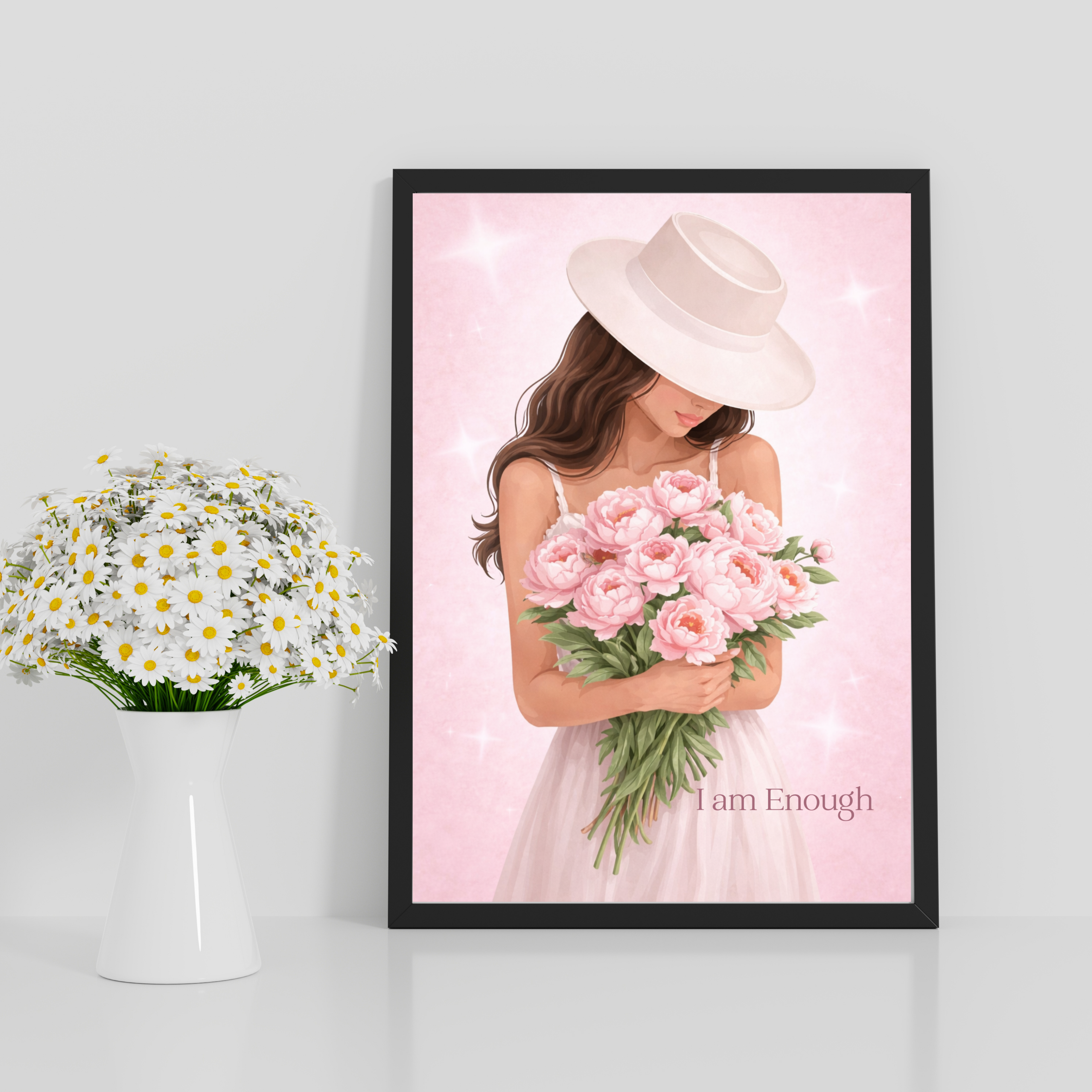 I Am Enough – Soft Feminine Affirmation Digital Wall Art