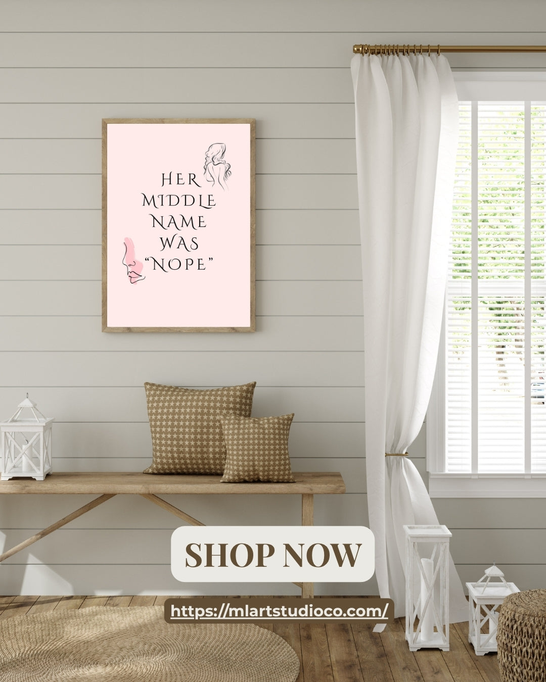 Empowering Printable Wall Art – “Her Middle Name Was Nope” – Funny Quote for Women
