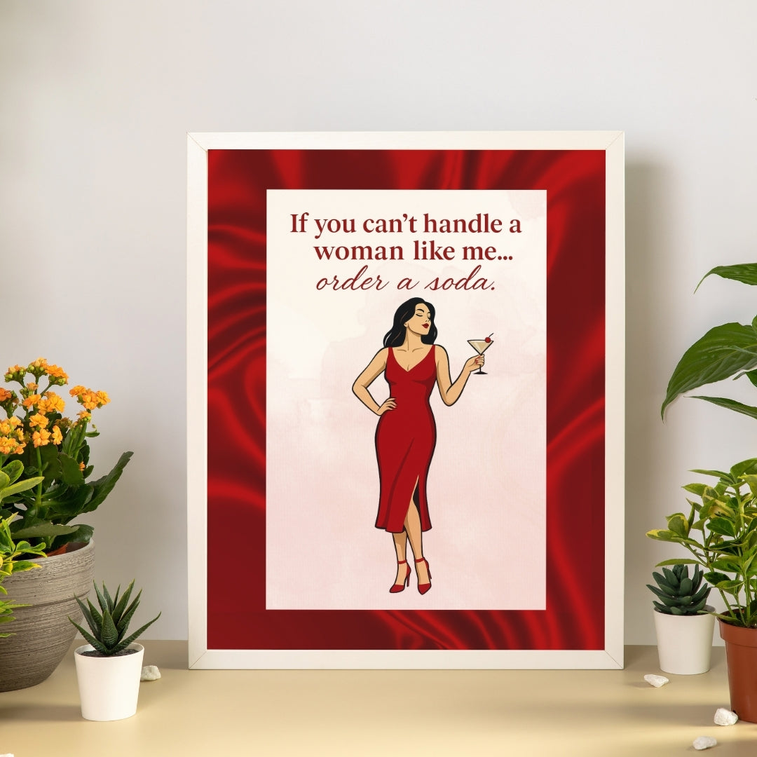 Order a Soda – Confident Woman Red Dress Wall Art Printable | Bold Feminine Quote
