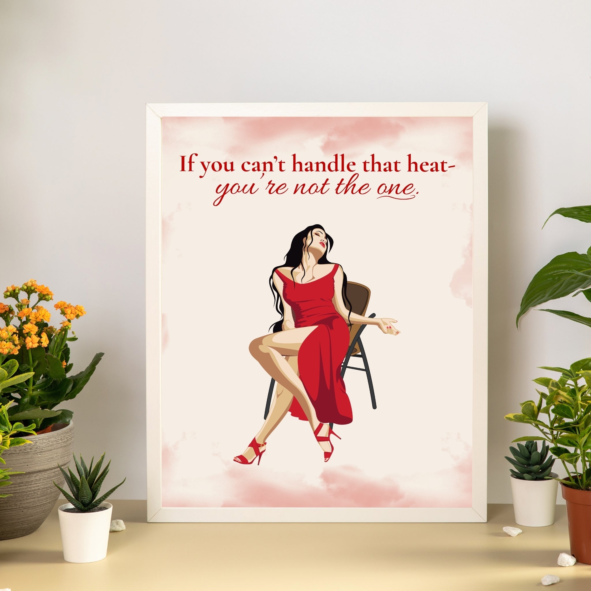 Confident Woman in Red Dress Wall Art Printable – Bold Feminine Energy Quote Poster