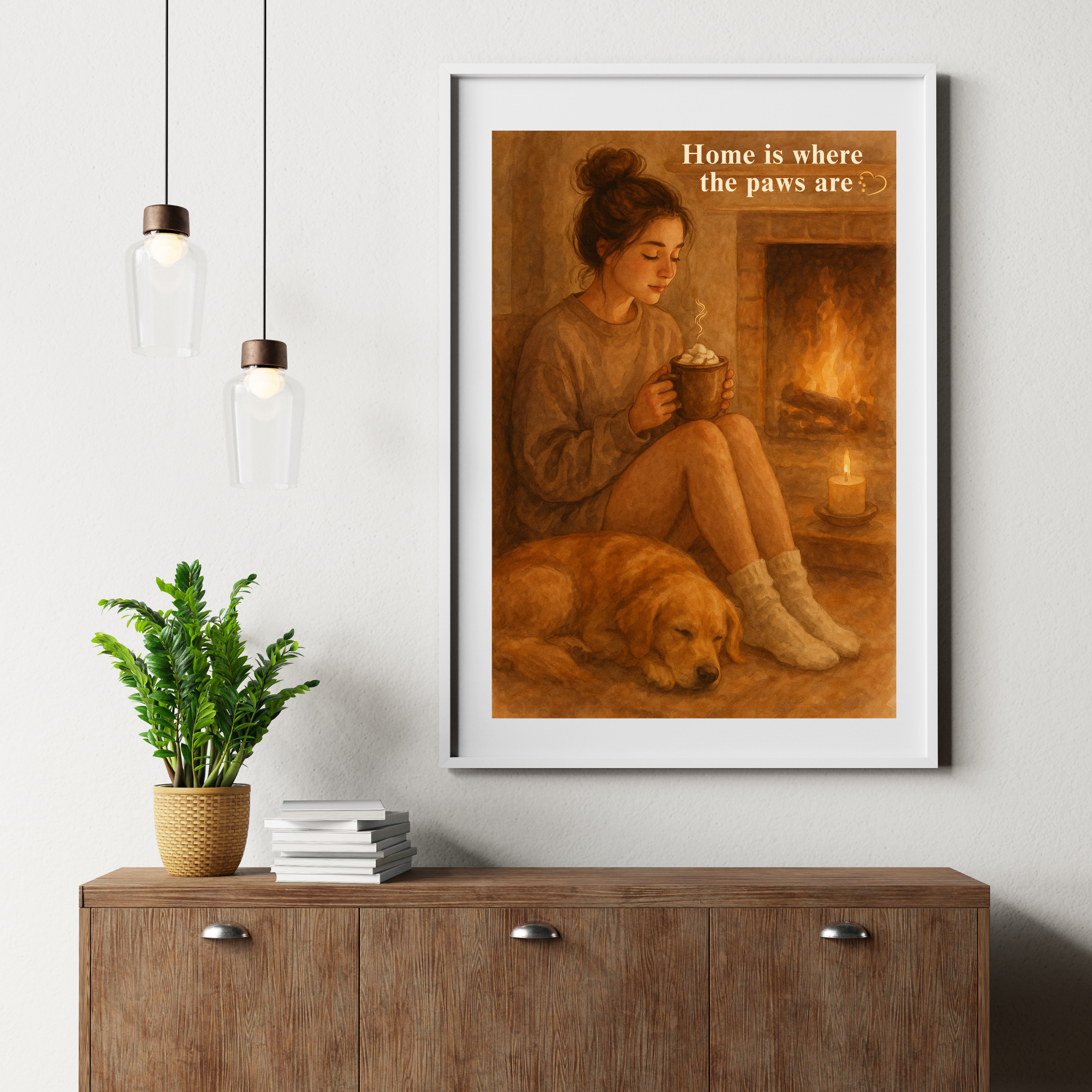 Home Is Where the Paws Are | Cozy Dog Lover Digital Wall Art Print