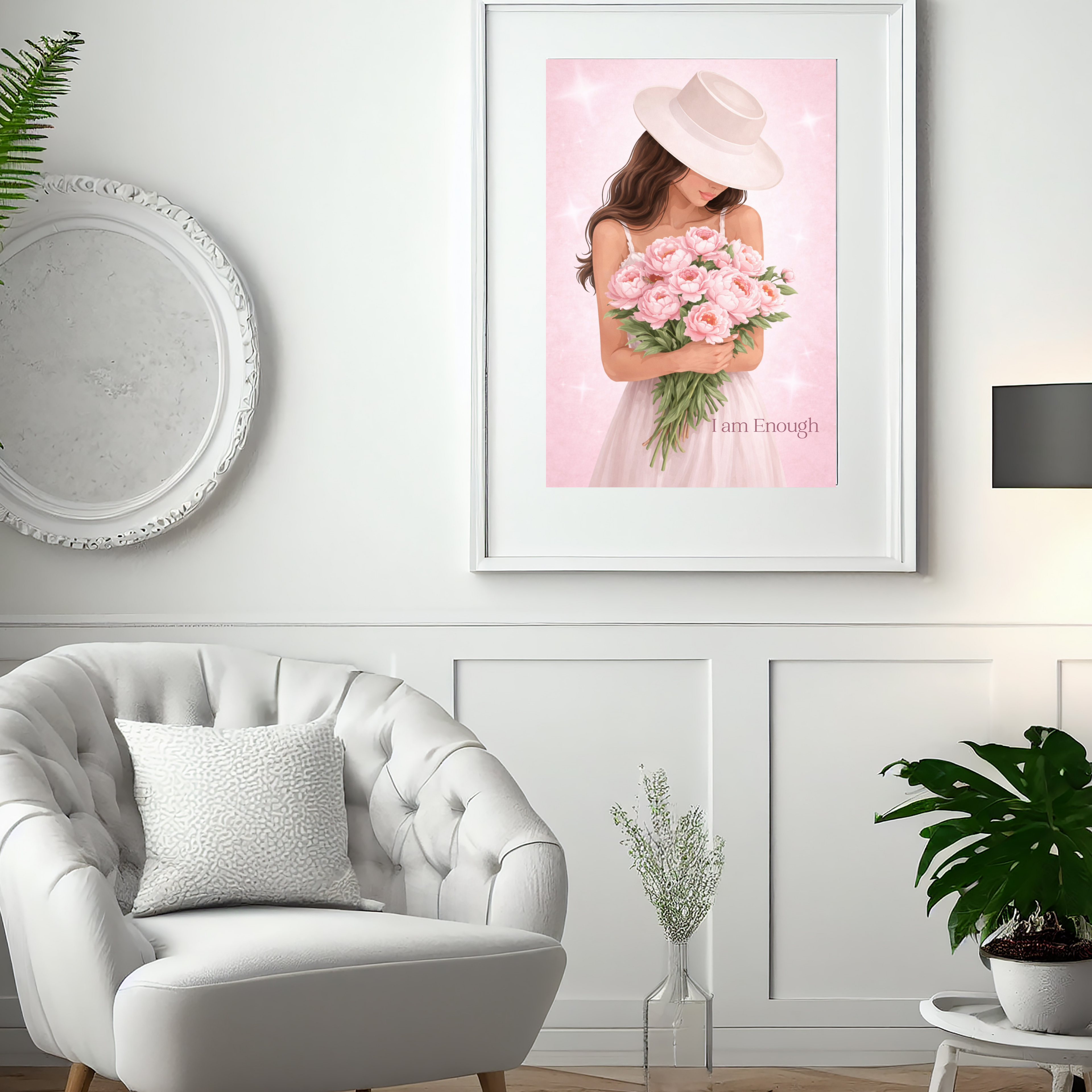 I Am Enough – Soft Feminine Affirmation Digital Wall Art