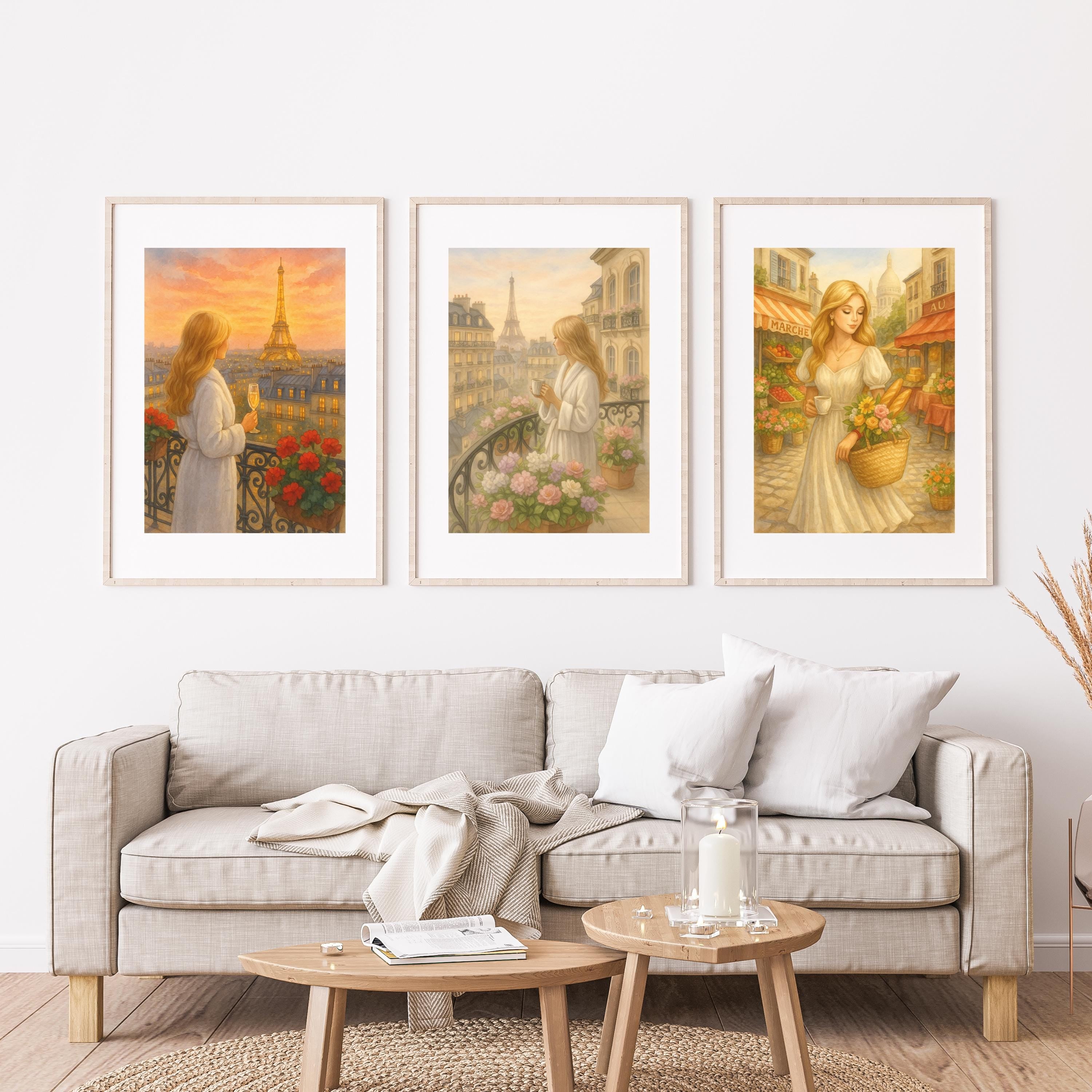 Paris Wall Art Bundle – 3 Printable Posters, Chic Parisian Decor for Kitchen, Bedroom & Office, Elegant Digital Download Set