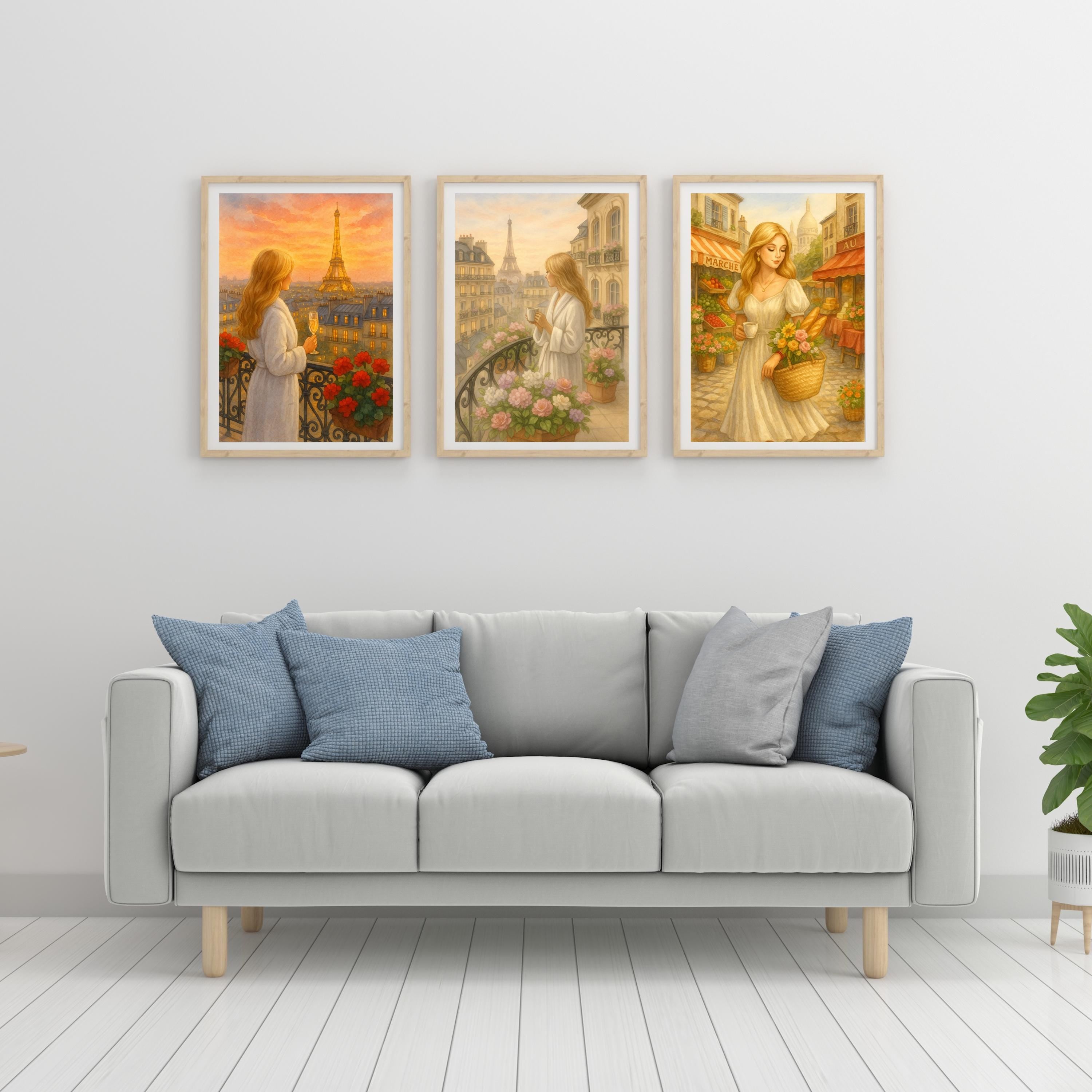 Paris Wall Art Bundle – 3 Printable Posters, Chic Parisian Decor for Kitchen, Bedroom & Office, Elegant Digital Download Set