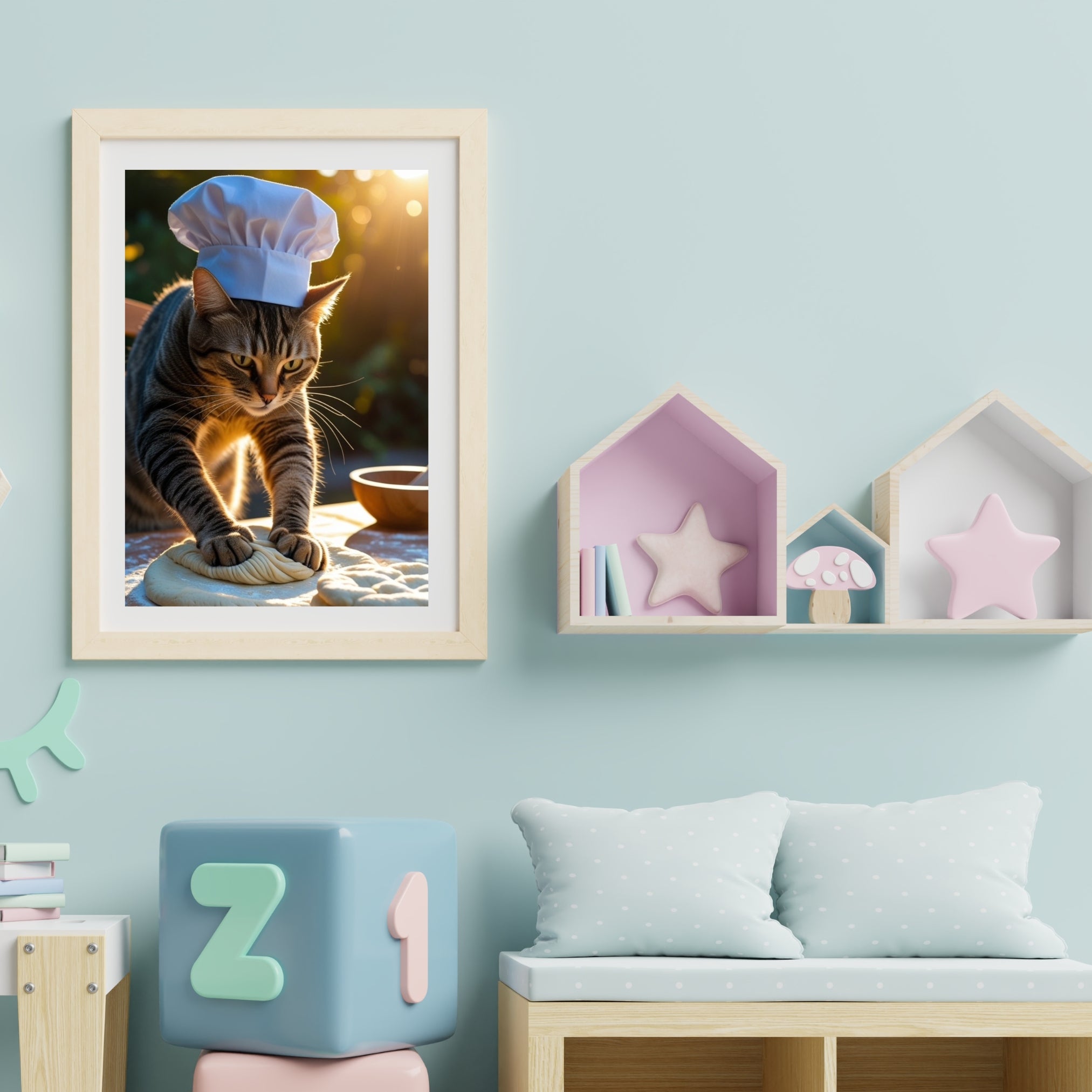 Funny Cat Chef Hat Kitchen Printable | Cute Cat Wall Art for Cat Lovers & Foodies | Instant Download
