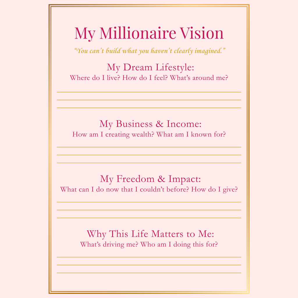 Millionaire Planner — Digital Wealth & Goal Setting Workbook (Pink & Gold)