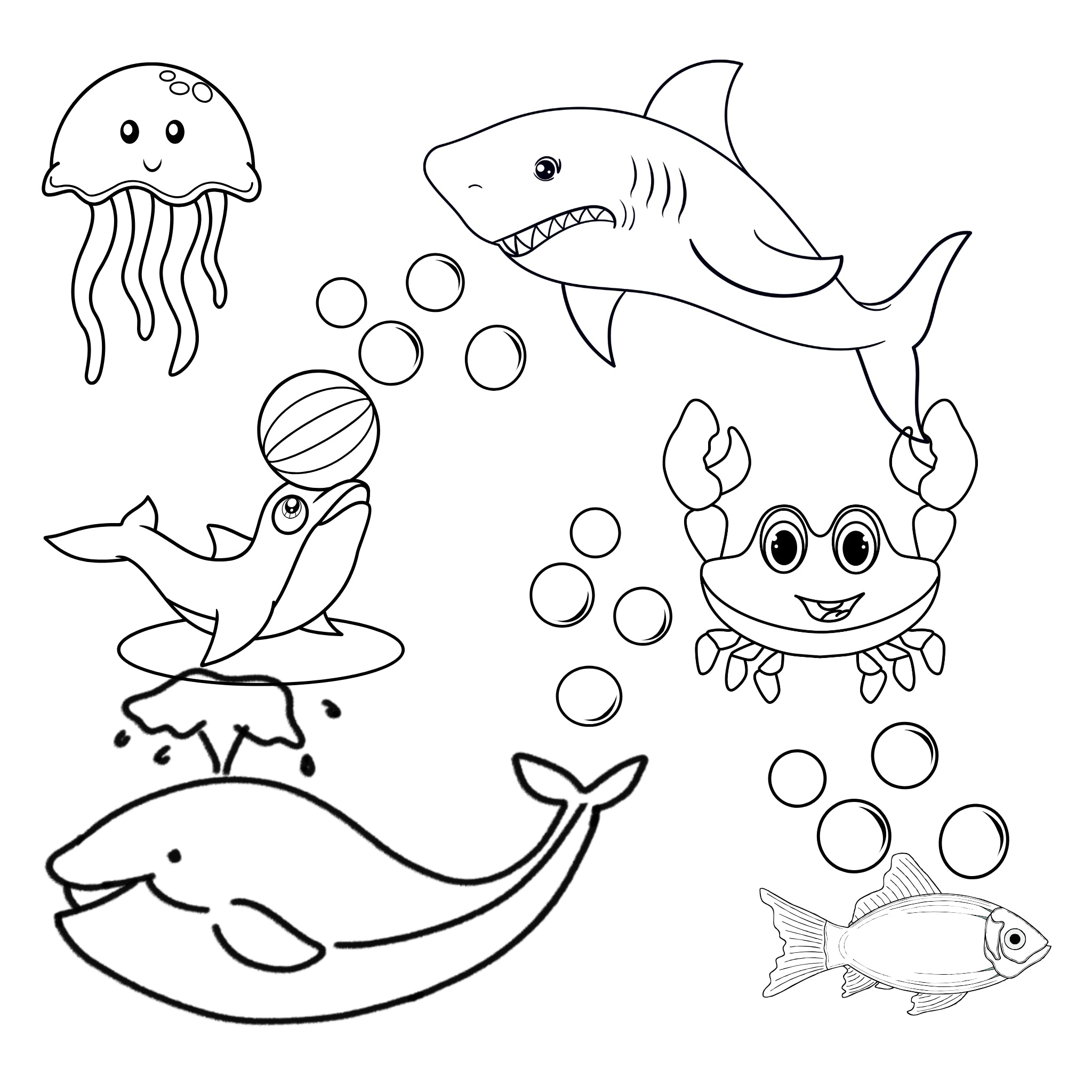 Ocean Animal Coloring Book  – Perfect for Kids' Preschool and Kindergarten Activities | Fun and Educational Ocean Animal Coloring Sheets