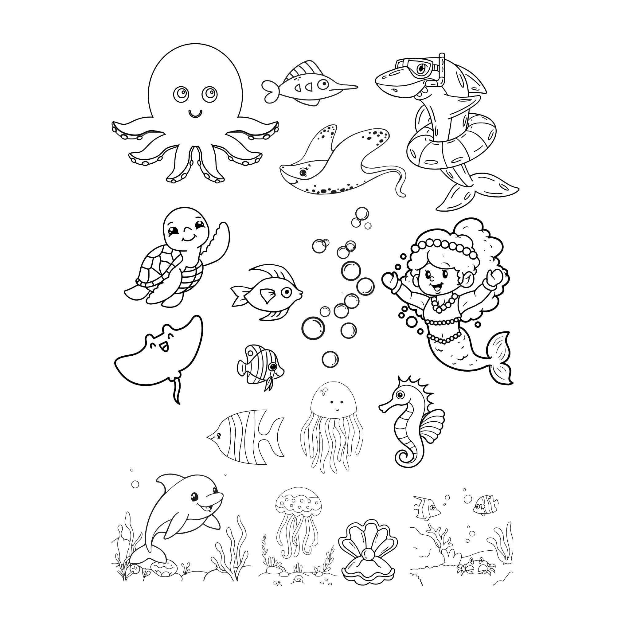 Ocean Animal Coloring Book  – Perfect for Kids' Preschool and Kindergarten Activities | Fun and Educational Ocean Animal Coloring Sheets