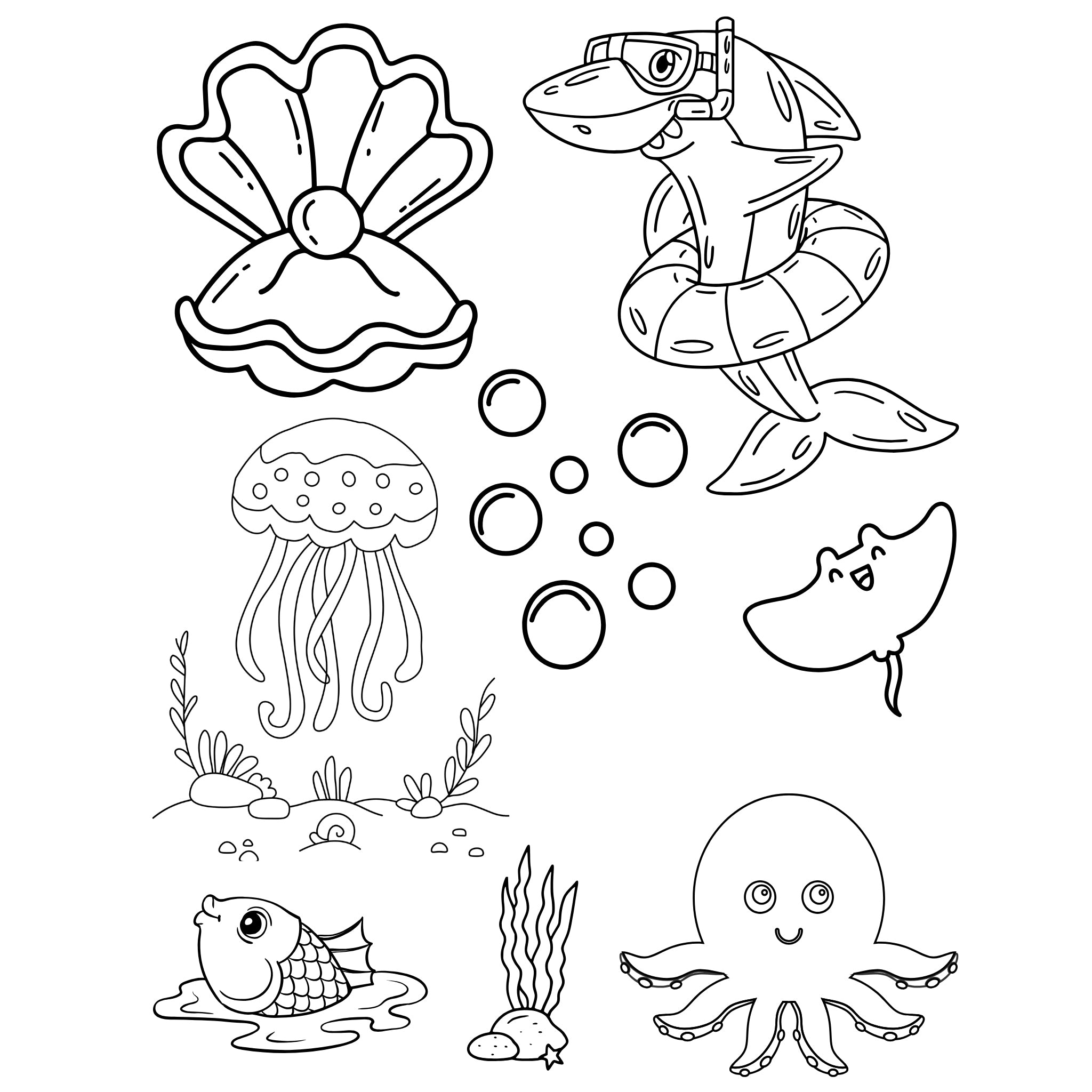 Ocean Animal Coloring Book  – Perfect for Kids' Preschool and Kindergarten Activities | Fun and Educational Ocean Animal Coloring Sheets