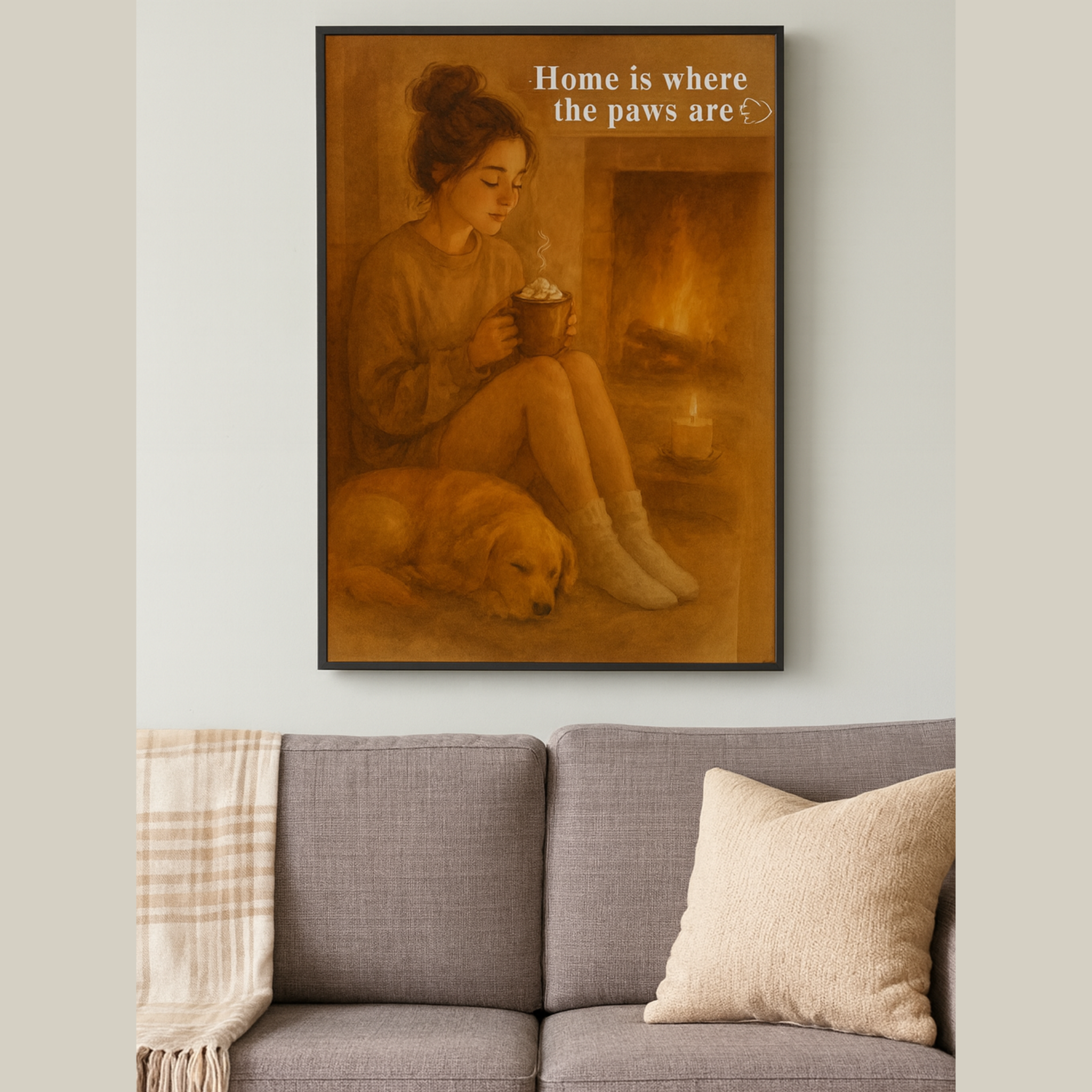Home Is Where the Paws Are | Cozy Dog Lover Digital Wall Art Print