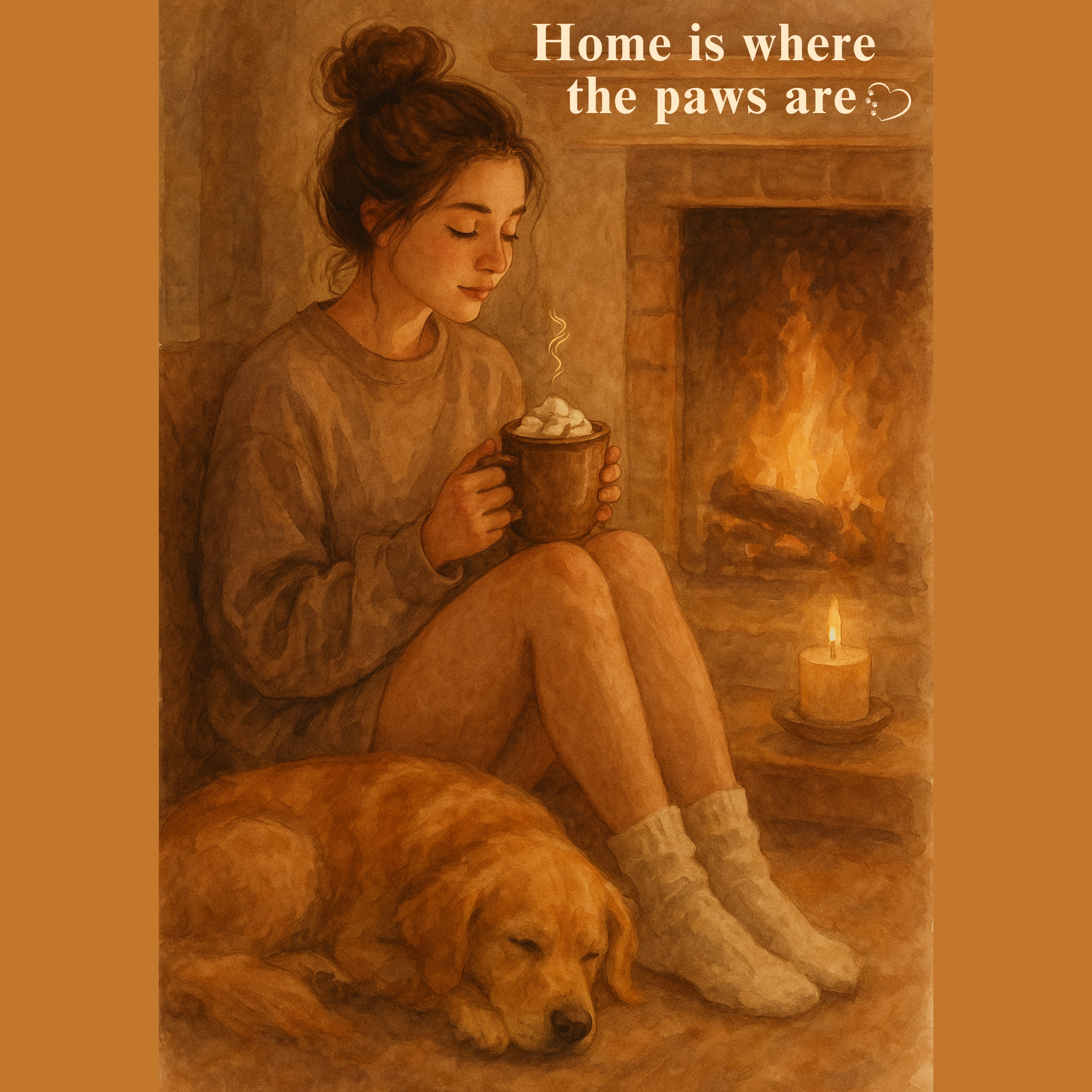 Home Is Where the Paws Are | Cozy Dog Lover Digital Wall Art Print