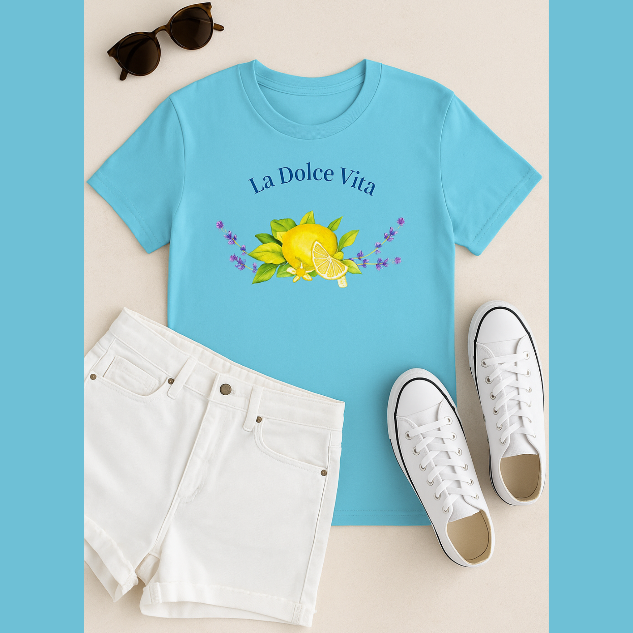 La Dolce Vita Graphic Tee | Floral Lemon & Lavender T-Shirt | Unisex Softstyle.