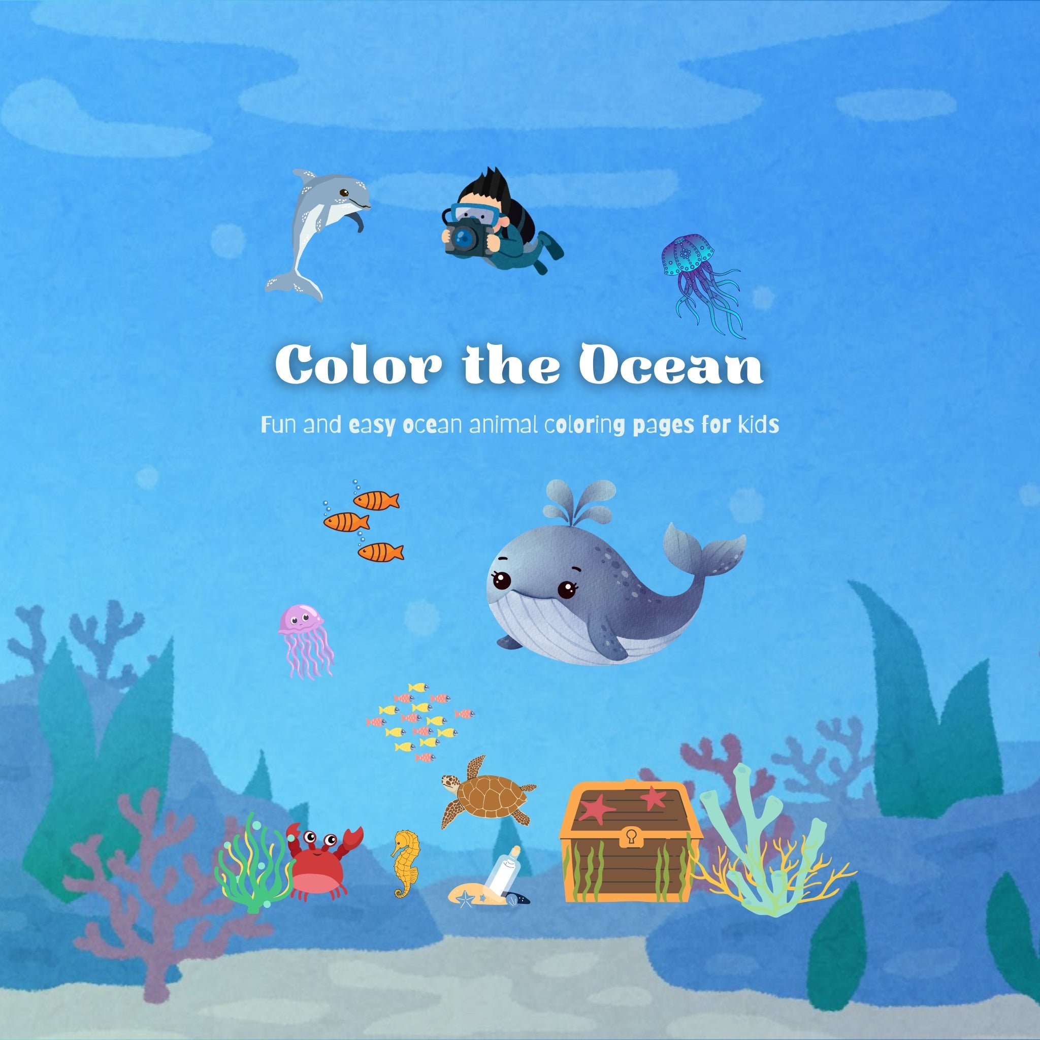 Ocean Animal Coloring Book  – Perfect for Kids' Preschool and Kindergarten Activities | Fun and Educational Ocean Animal Coloring Sheets
