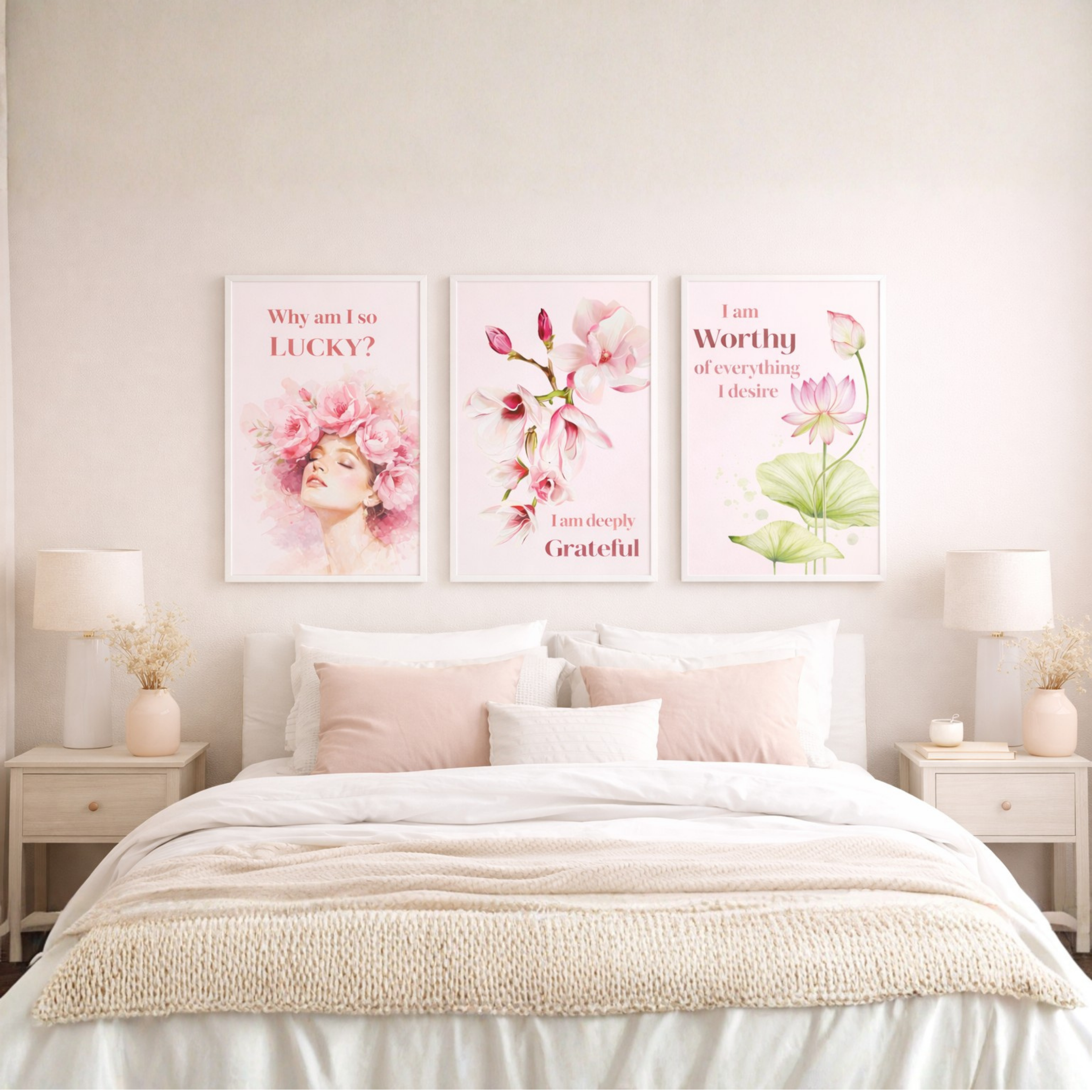 Why Am I So Lucky – Pink Feminine Affirmation Printable Wall Art