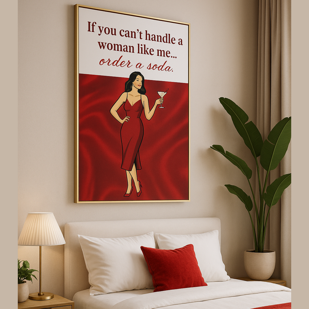 Order a Soda – Confident Woman Red Dress Wall Art Printable | Bold Feminine Quote