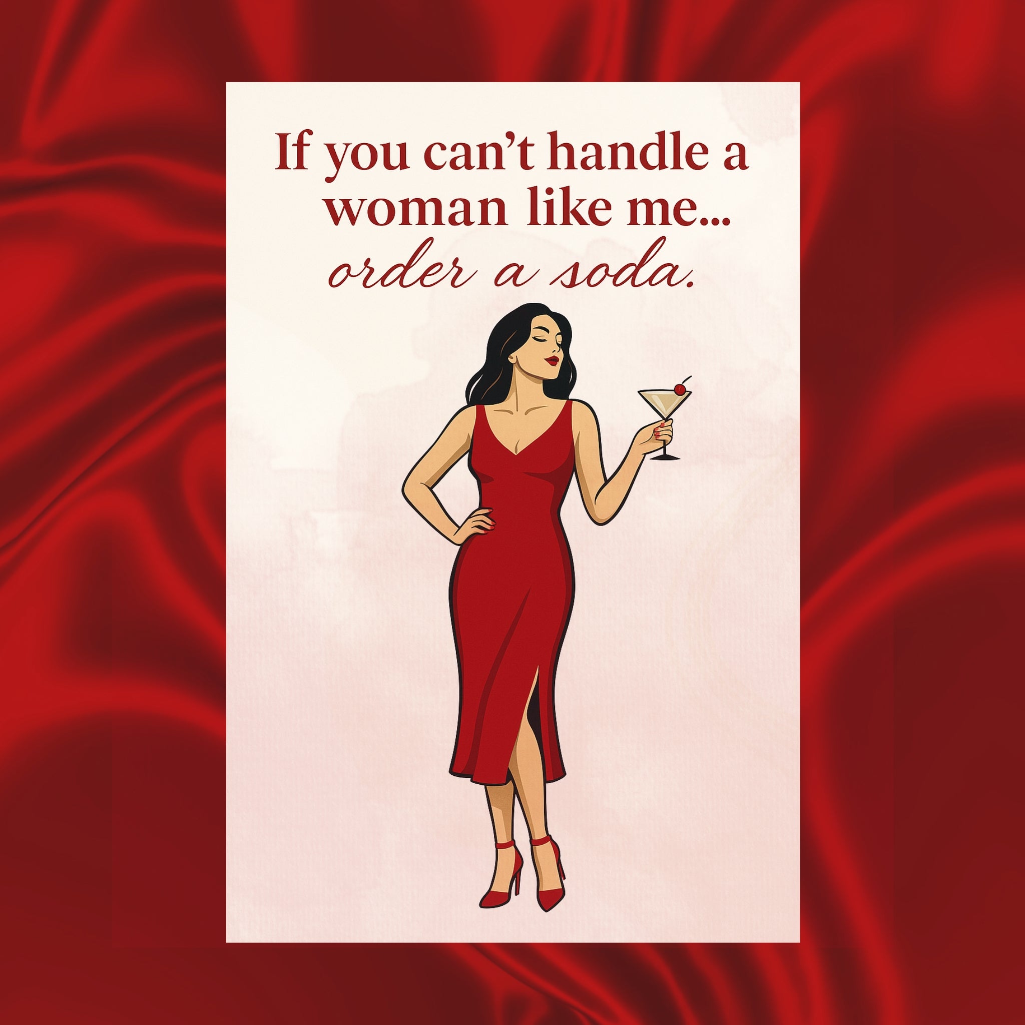 Order a Soda – Confident Woman Red Dress Wall Art Printable | Bold Feminine Quote