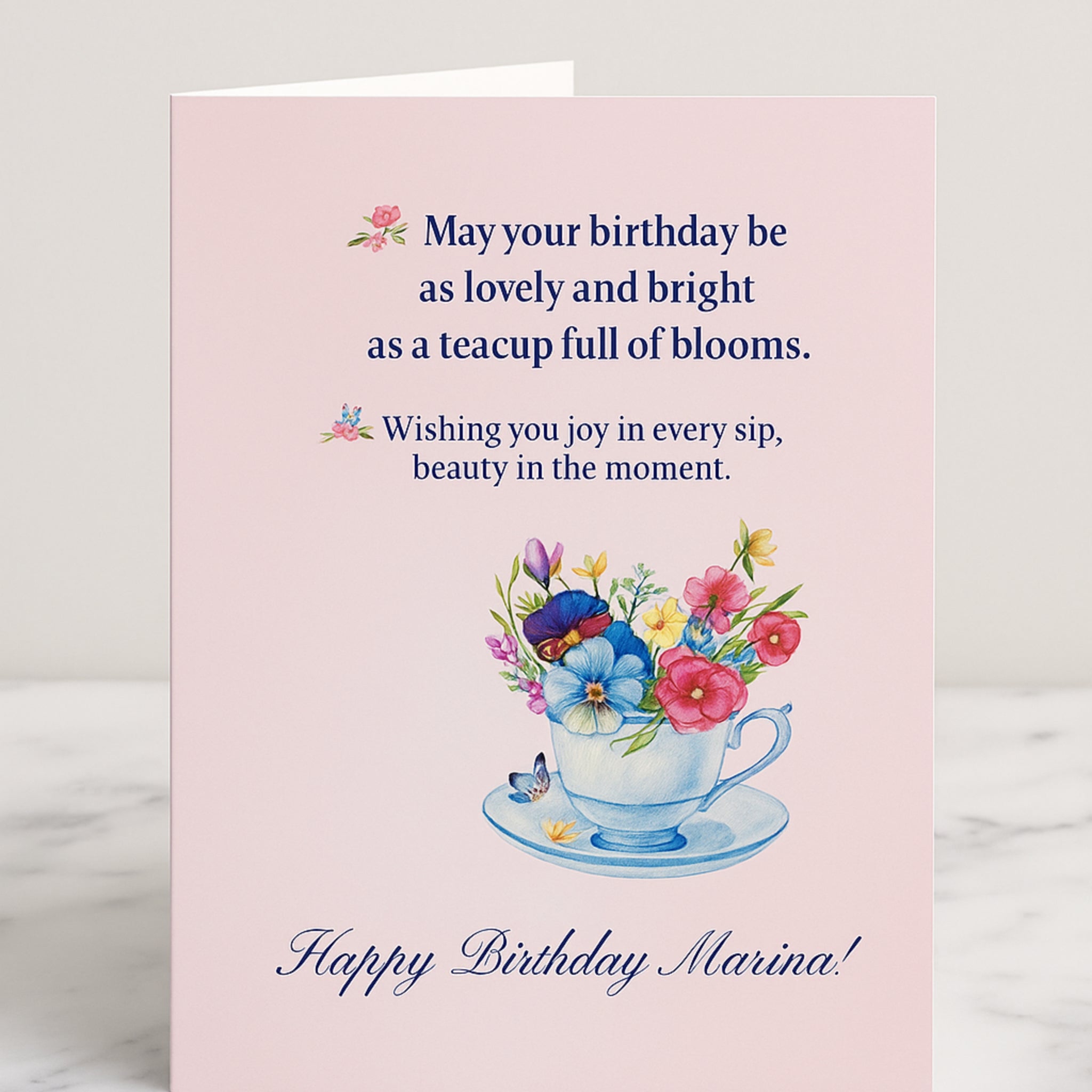 Editable Birthday Card – Foldable Pink Watercolor Greeting, Printable 5x7 Floral Template (Canva)